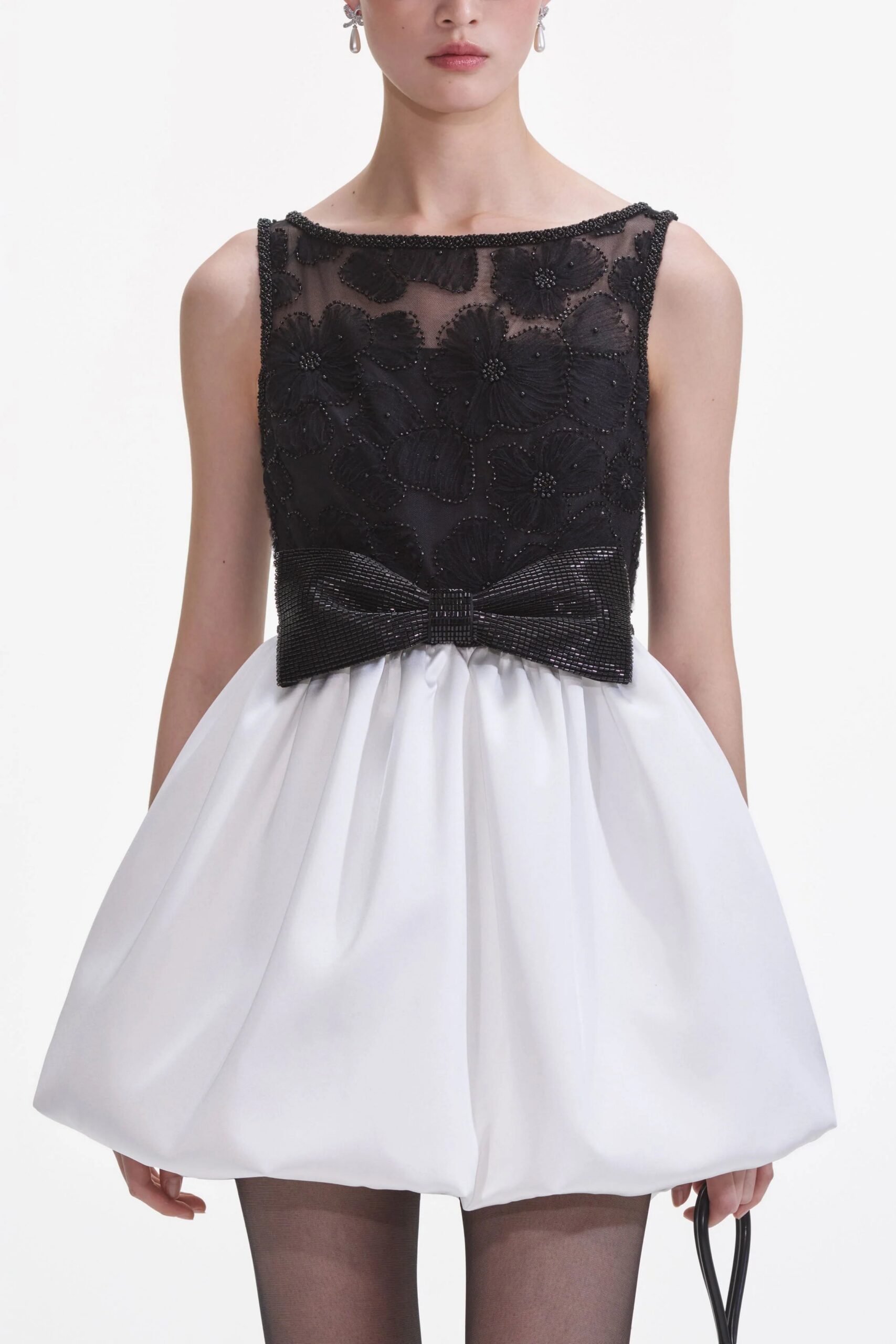BLACK & WHITE TULLE MINI DRESS FOR PARTY