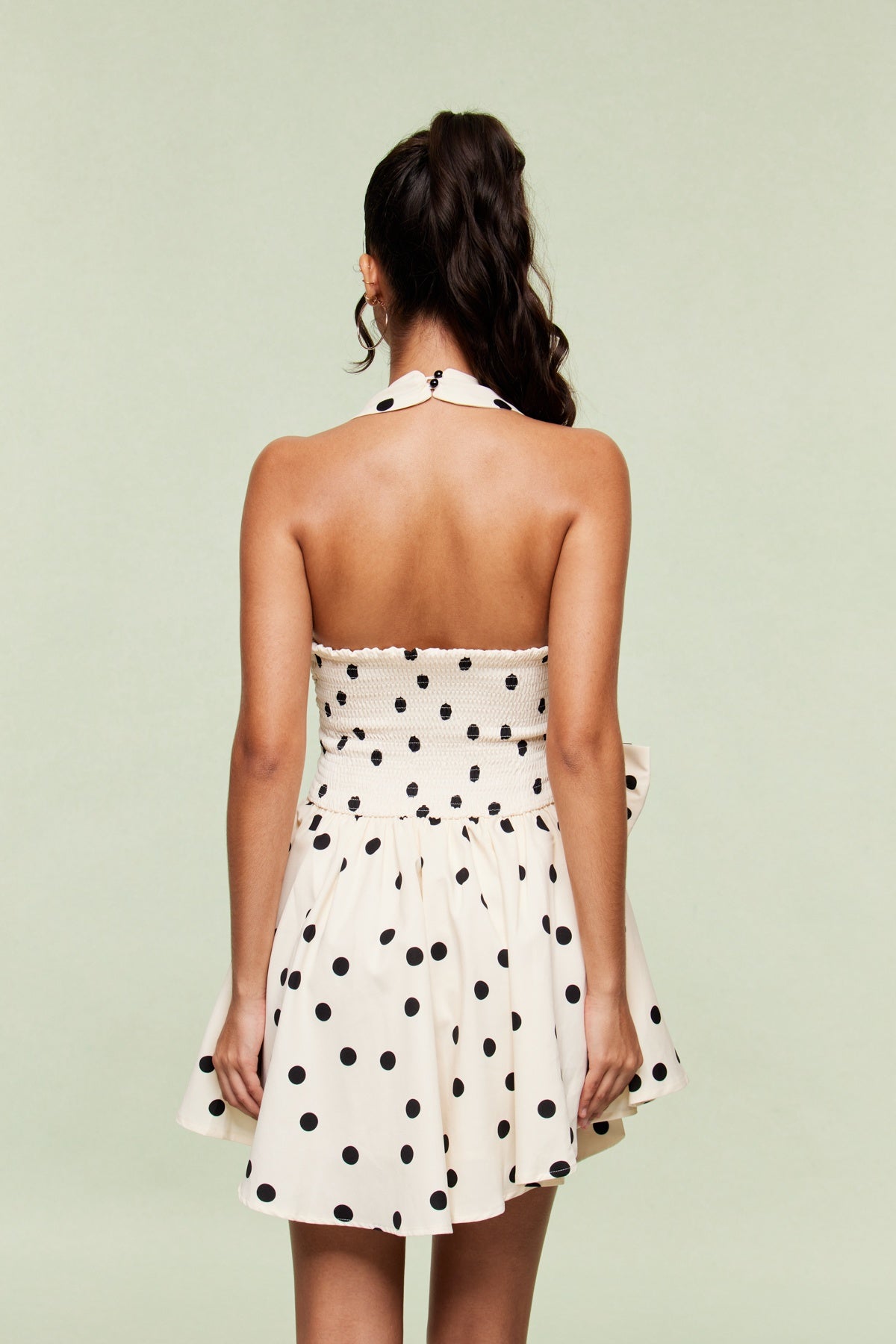 BLAI DOT BOW RUFFLE MINI DRESS FOR PARTY
