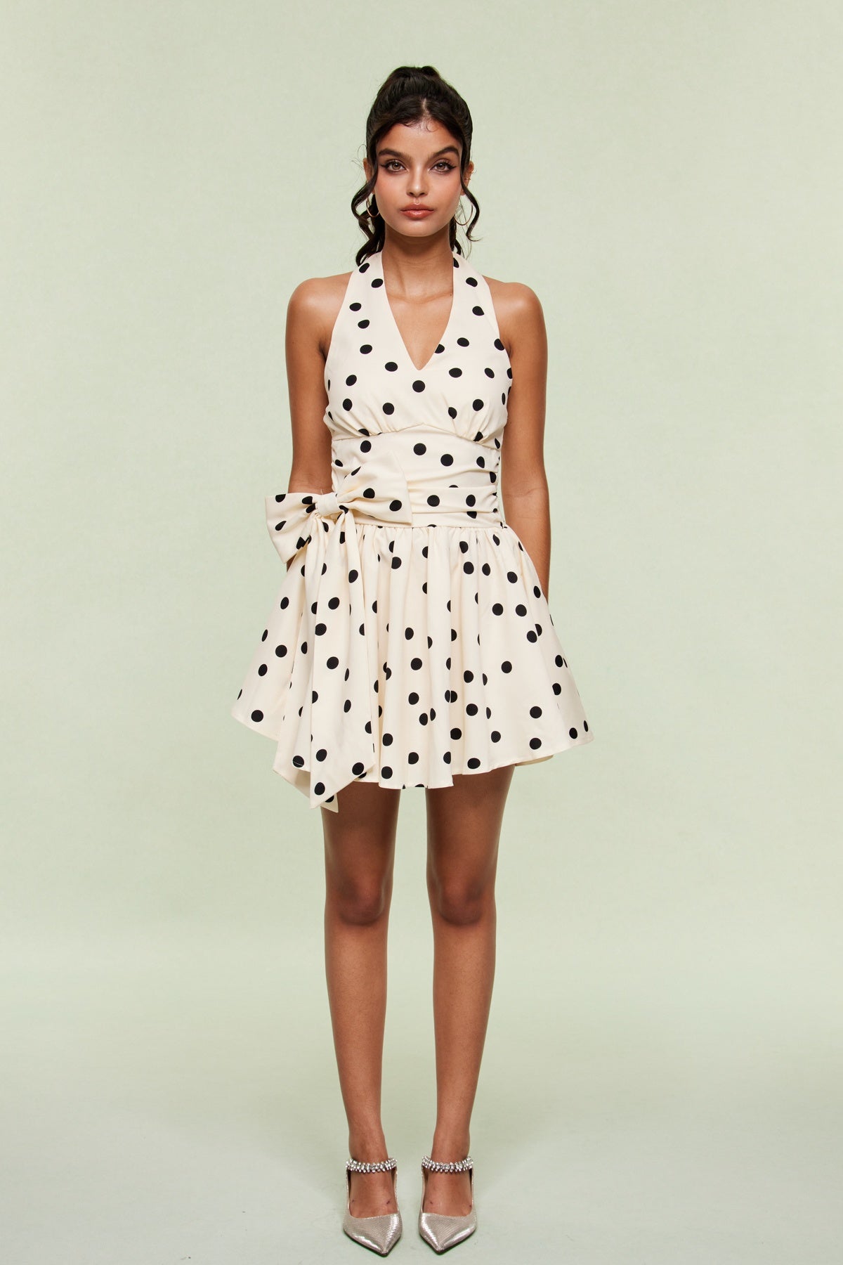 BLAI DOT BOW RUFFLE MINI DRESS FOR PARTY