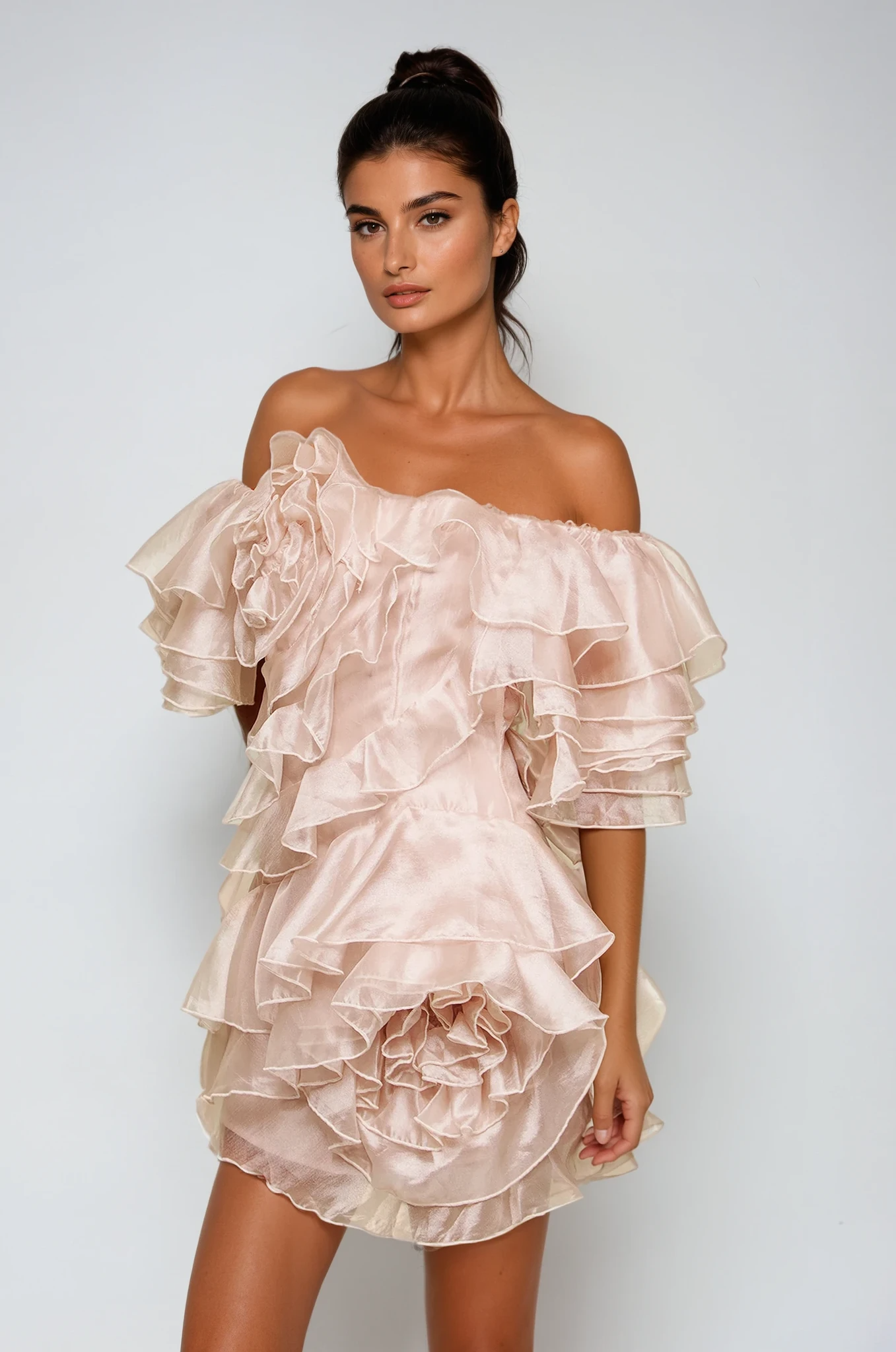 BlandineRuffleRuchMiniDress_4_-Olivia-Studio BLANDINE RUFFLE RUCH MINI DRESS FOR PARTY