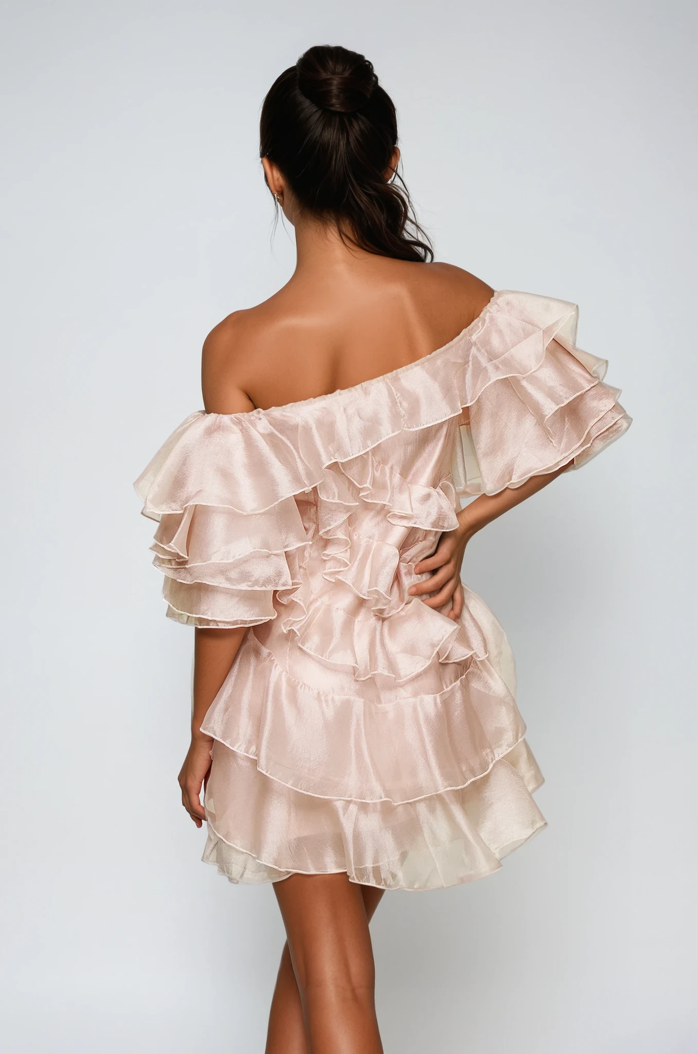 BlandineRuffleRuchMiniDress_5_-Olivia-Studio BLANDINE RUFFLE RUCH MINI DRESS FOR PARTY