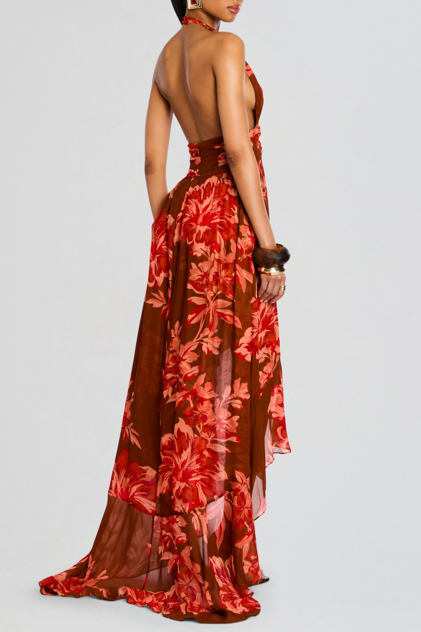 FLORAL HALTER MAXI DRESS FOR SUMMER PARTIES