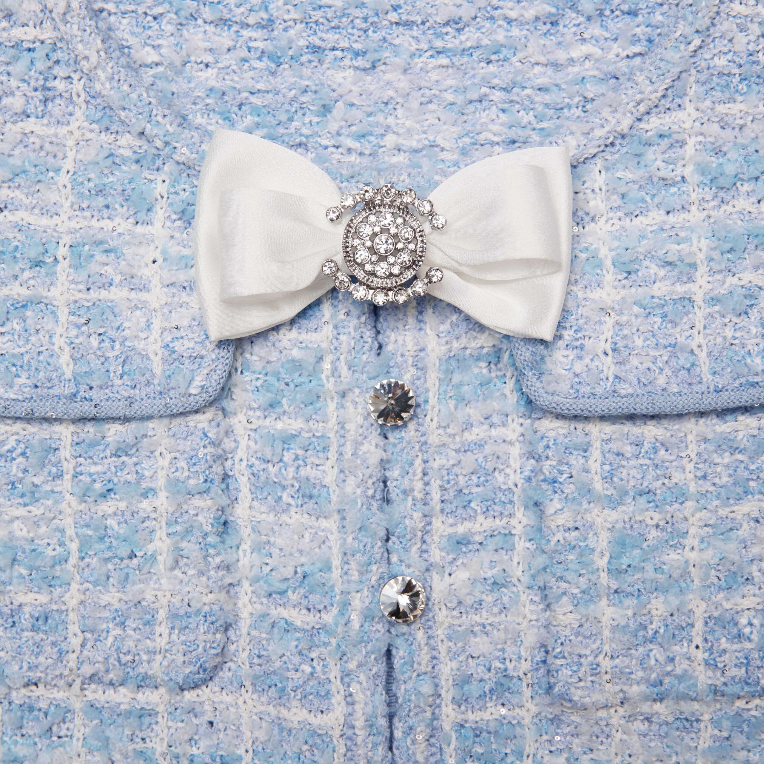 BLUE CHECK KNIT MINI DRESS FOR PARTY