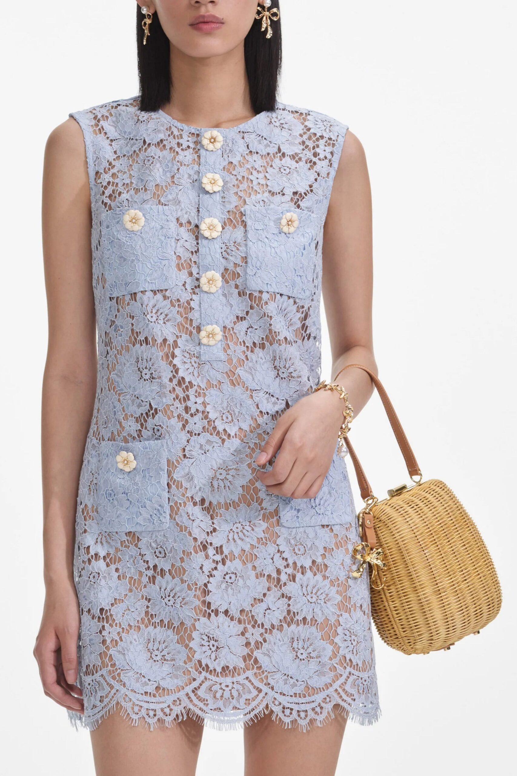 BLUE LACE MINI DRESS FOR PARTY