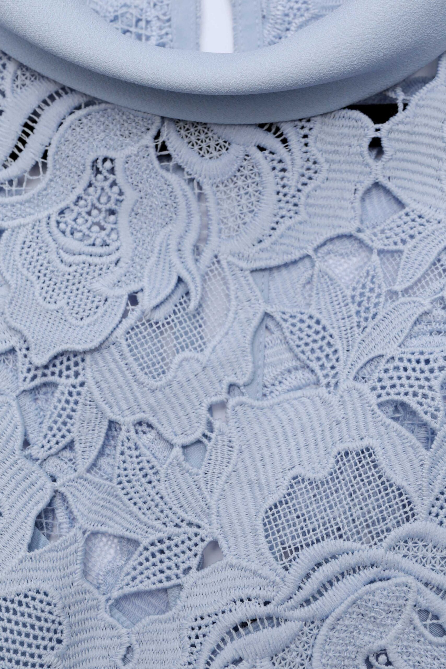 BLUE FLOWER LACE COLLAR MIDI DRESS