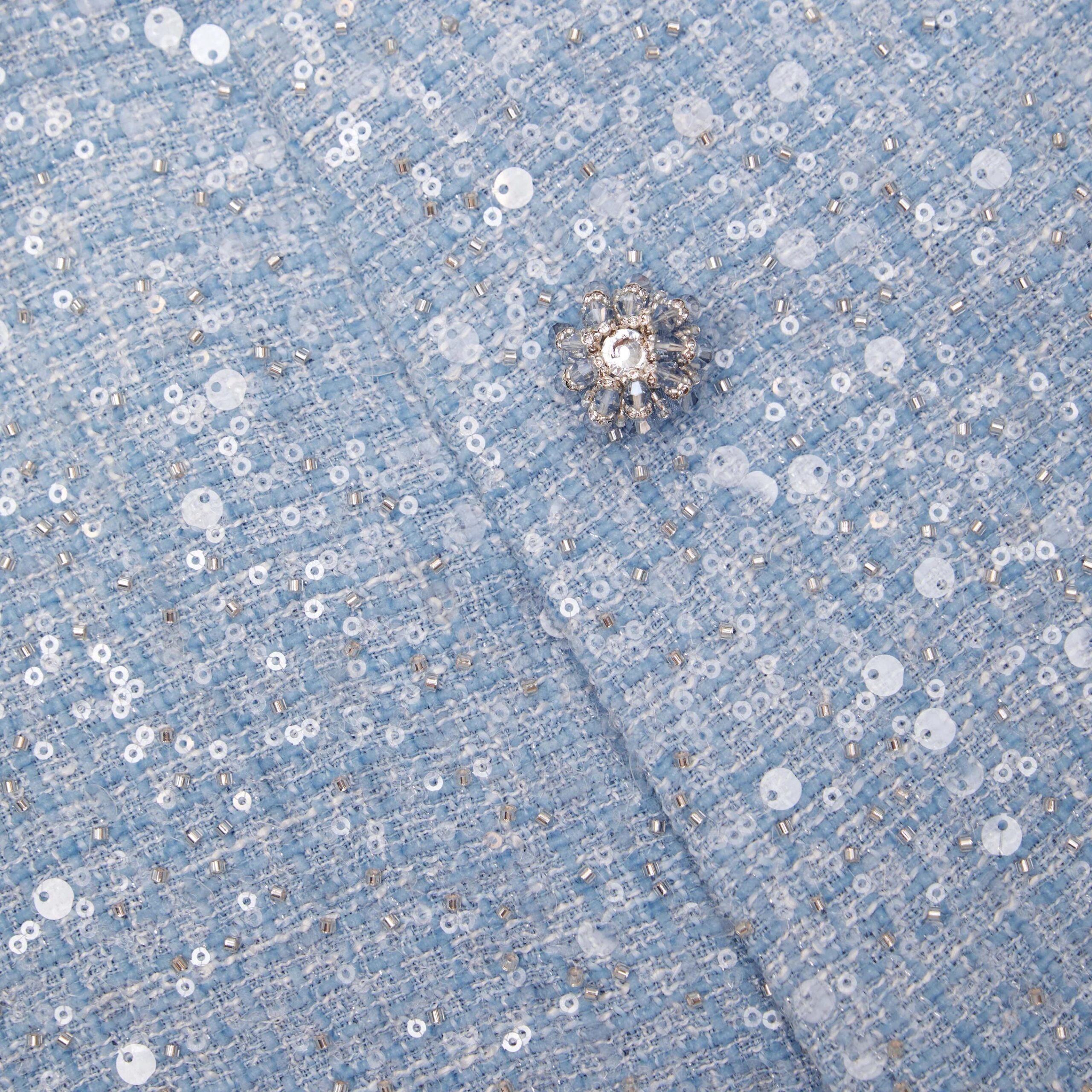 BLUE SEQUIN BOUCLE MINI SKIRT FOR PARTY