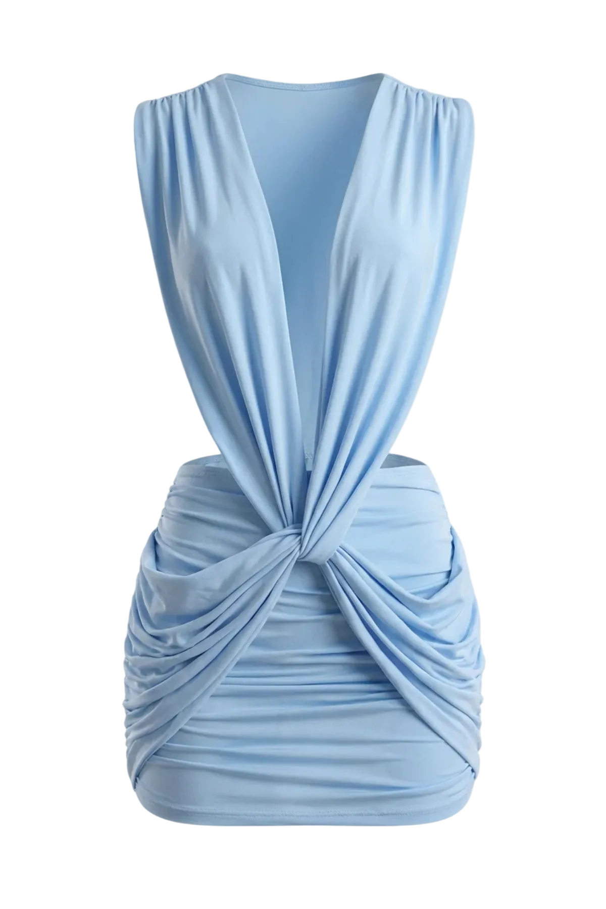 BOONEA BLUE DRAPED MINI DRESS FOR PARTY