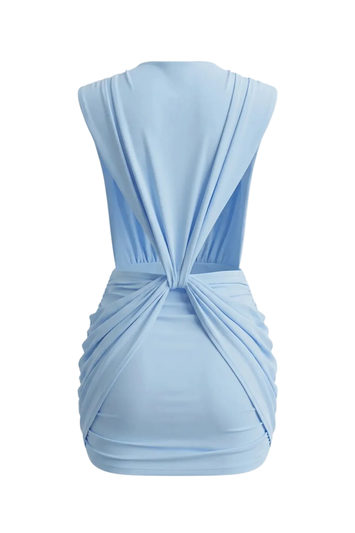 BOONEA BLUE DRAPED MINI DRESS FOR PARTY