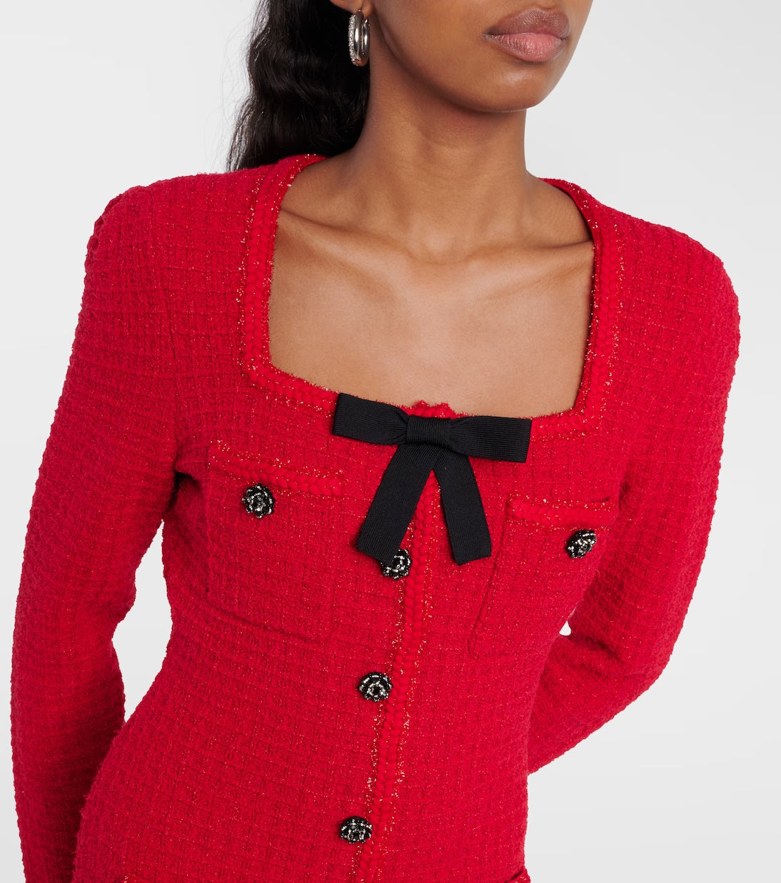 RED BOW ROUND NECK MINI DRESS FOR PARTY