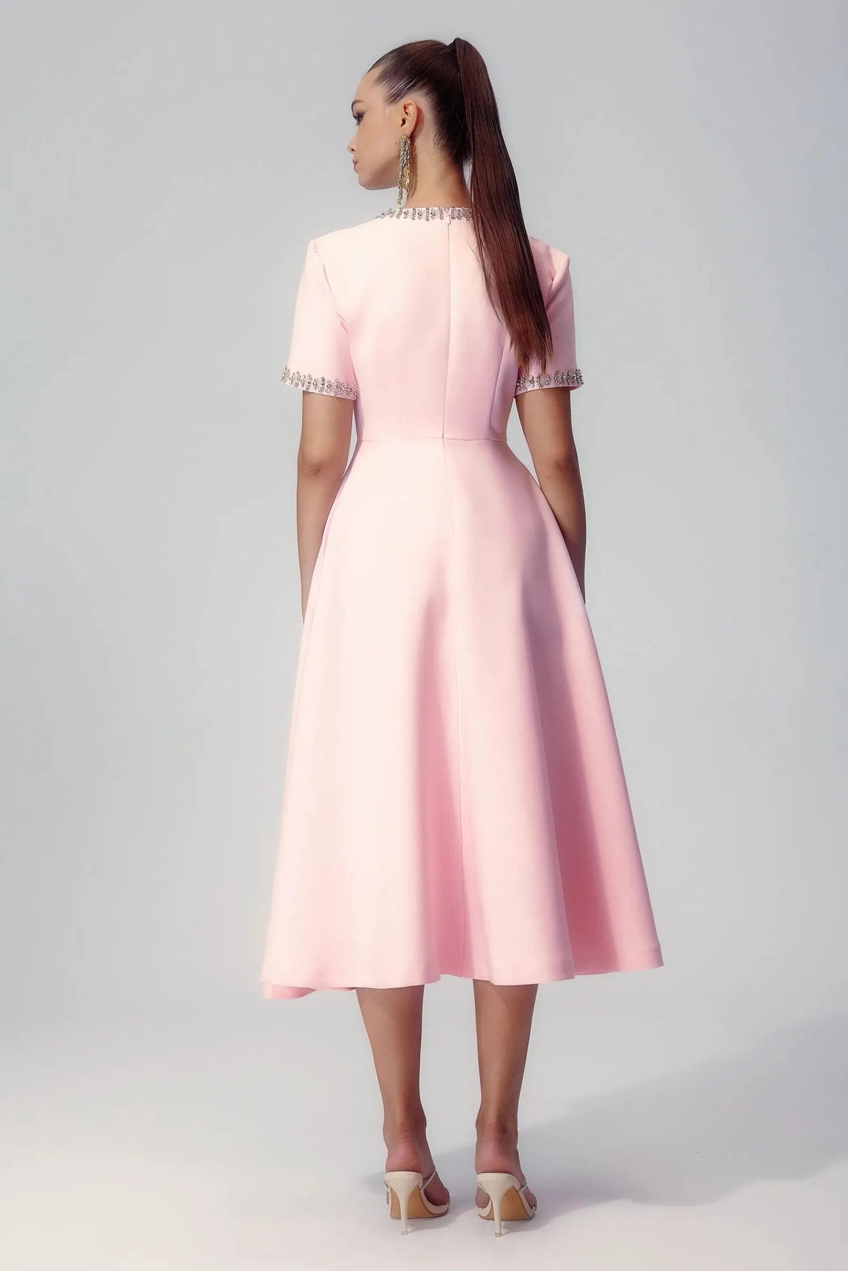 ZOE CRYSTAL BOWKNOT MIDI DRESS FOR EVENTS