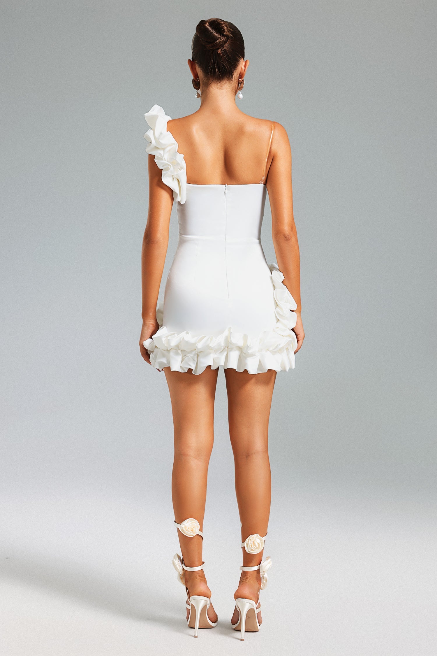 BRIA ONE SHOULDER MINI DRESS WHITE