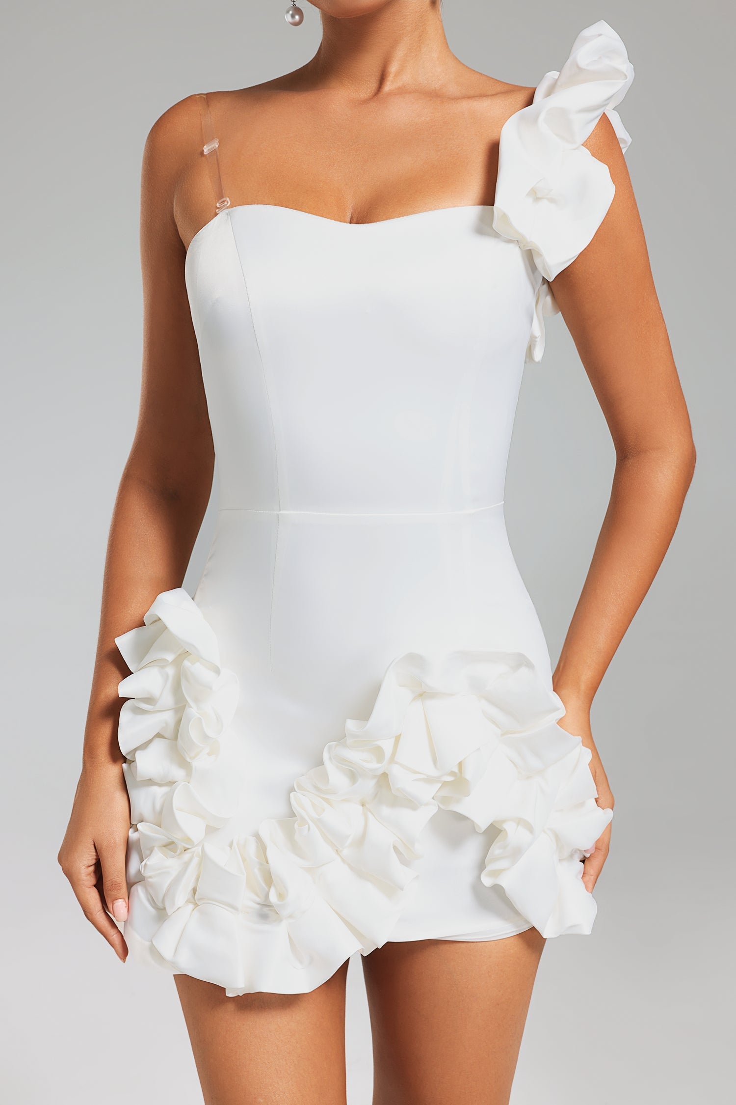 BRIA ONE SHOULDER MINI DRESS WHITE