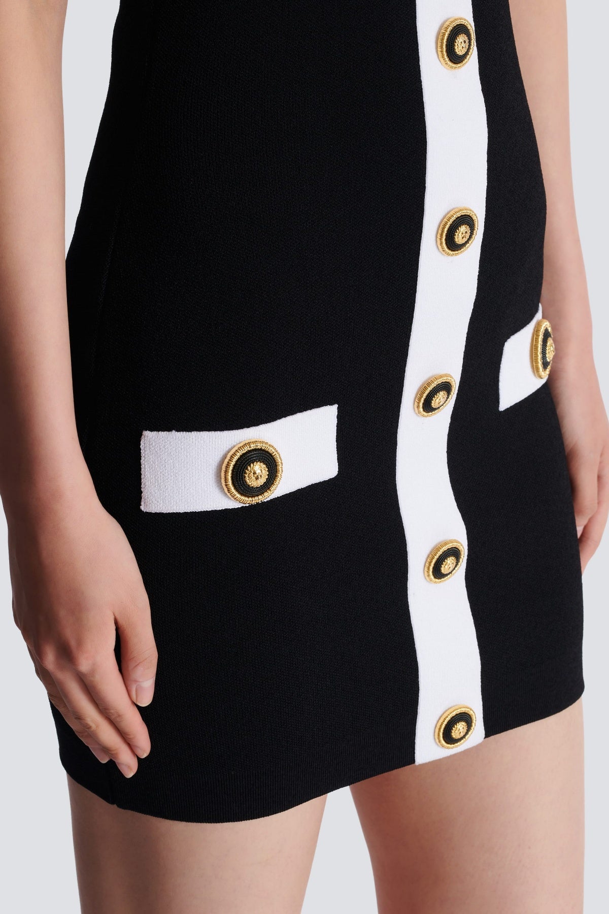 BRICA TWO-TONE HALTER BANDAGE MINI DRESS