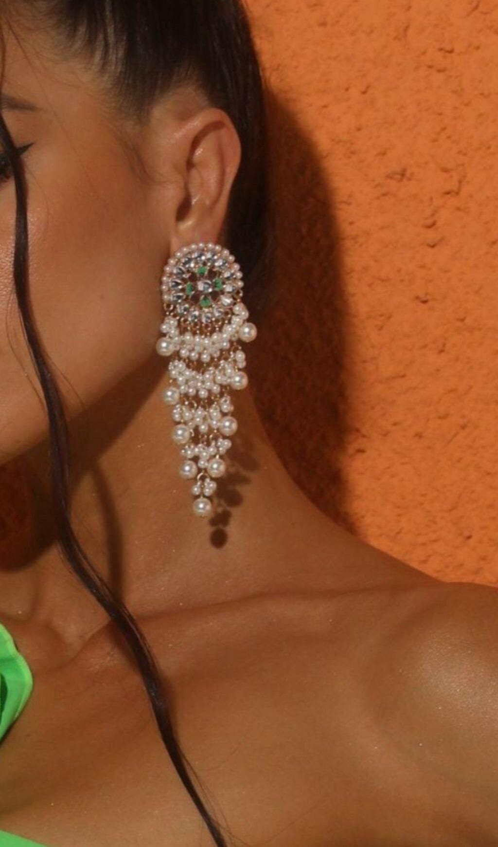 PEARL FRINGE DROP EARRINGS FOR WEDDING