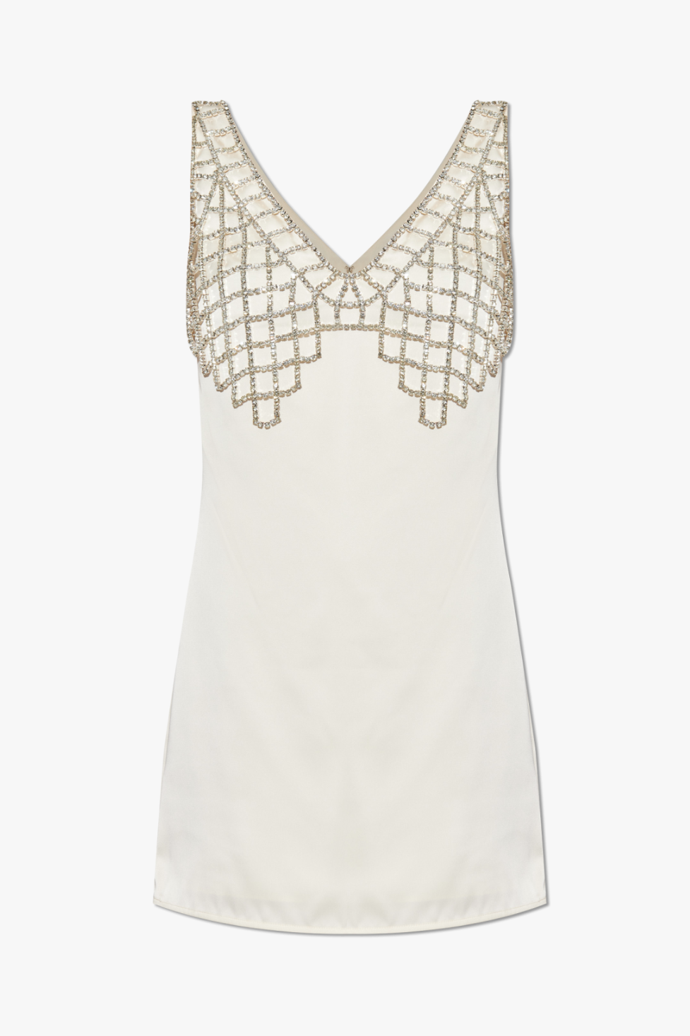 BRIONY CRYSTAL SATIN MINI DRESS, WHITE