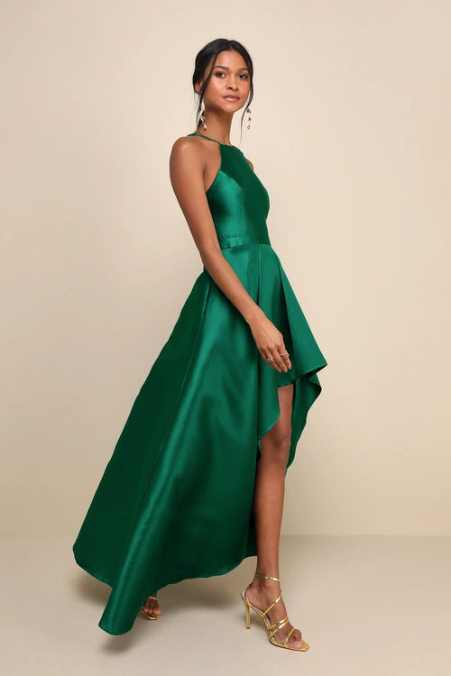 BroadwayShowEmeraldGreenHigh-LowGown_2 EMERALD GREEN HIGH-LOW GOWN, BROADWAY STYLE