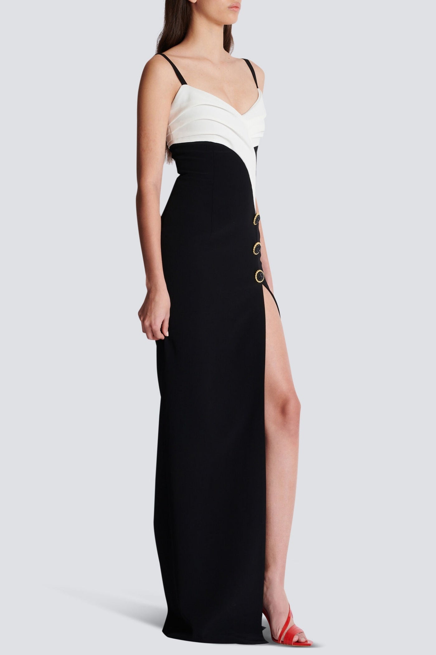 BRUNA TWO-TONE SPLIT MAXI BANDAGE DRESS