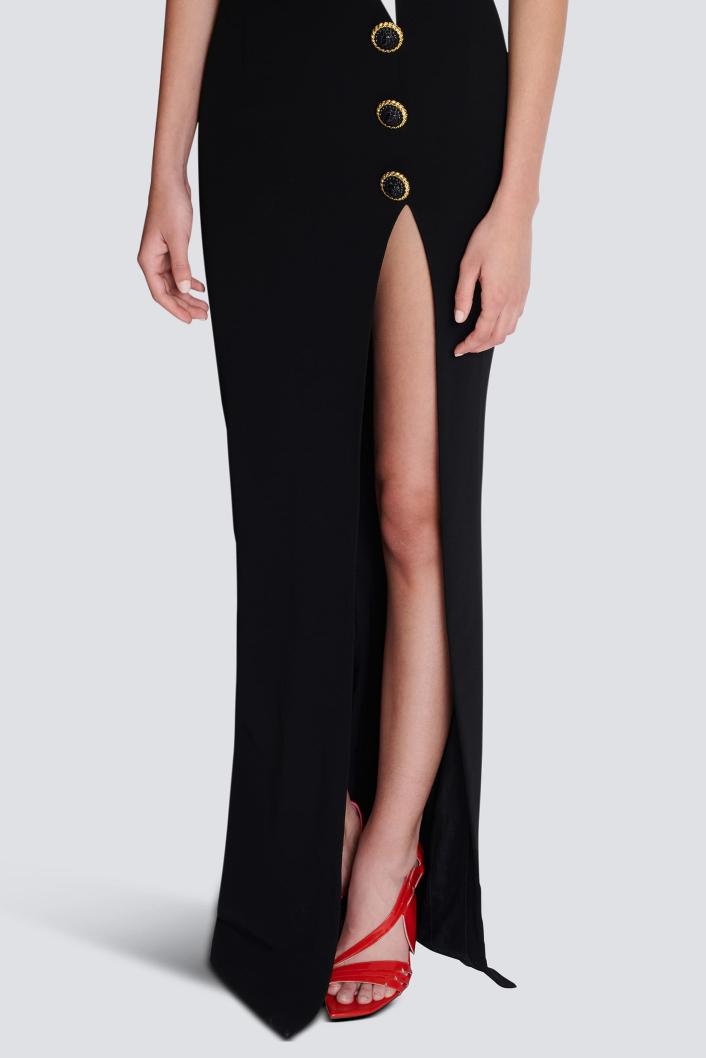 BRUNA TWO-TONE SPLIT MAXI BANDAGE DRESS