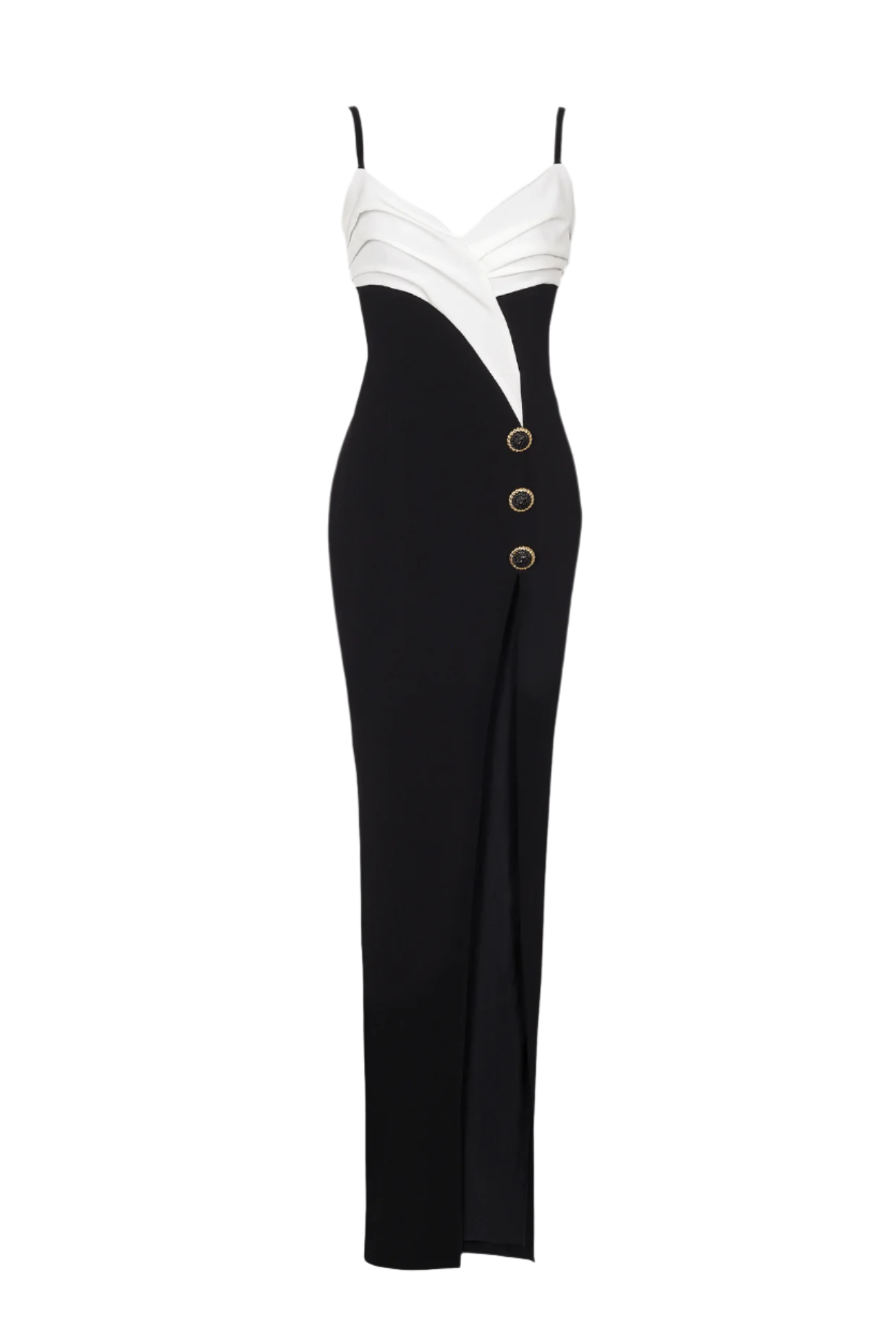 BRUNA TWO-TONE SPLIT MAXI BANDAGE DRESS
