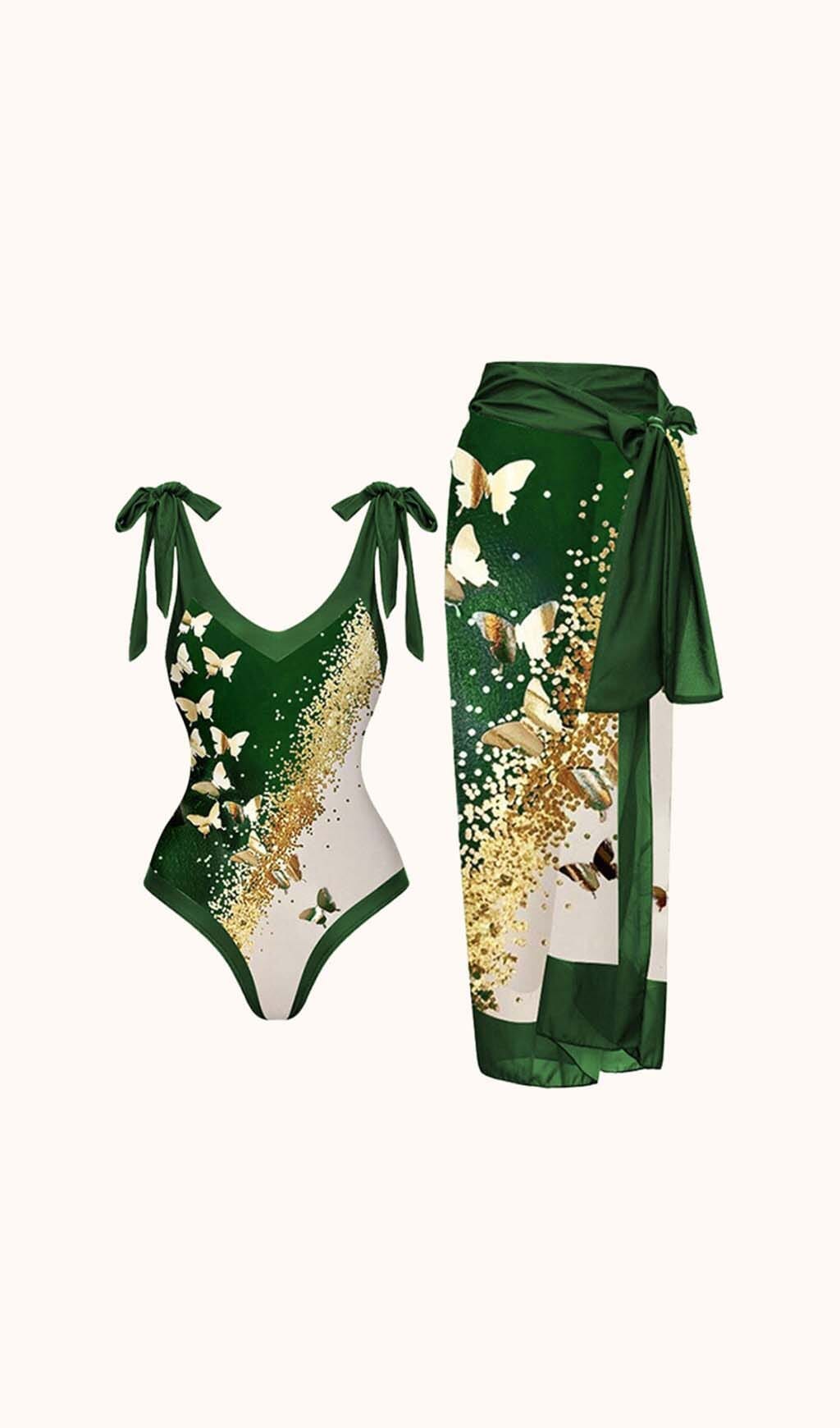 BUFFY GREEN TWO PIECE SWIM SET VACATION