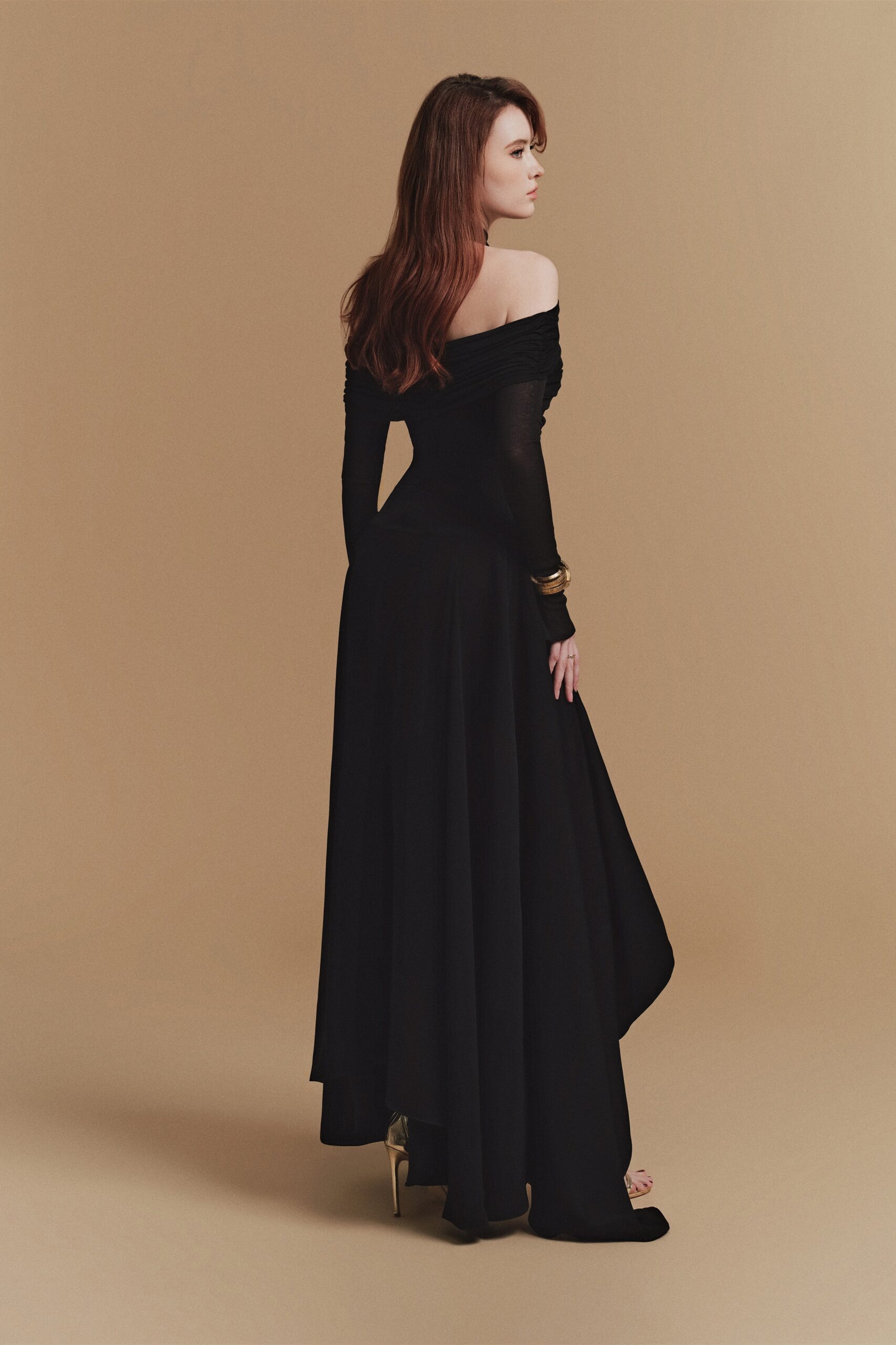 WRAP FRONT LONG SLEEVE MIDI DRESS FOR WEDDING