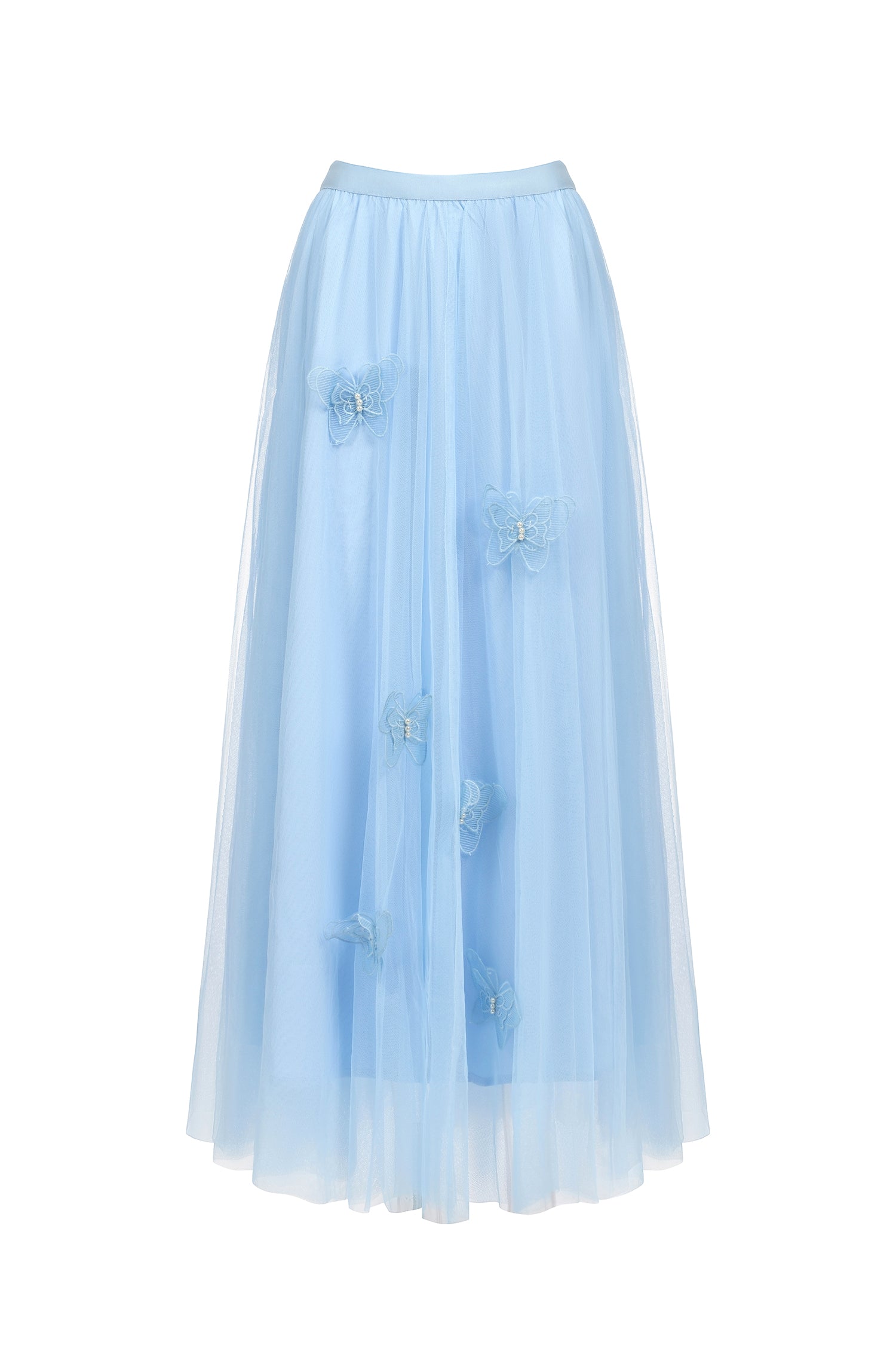 YVETTE BLUE LACE TWO-PIECE SET | LONG SLEEVE BUTTERFLY TOP & SKIRT