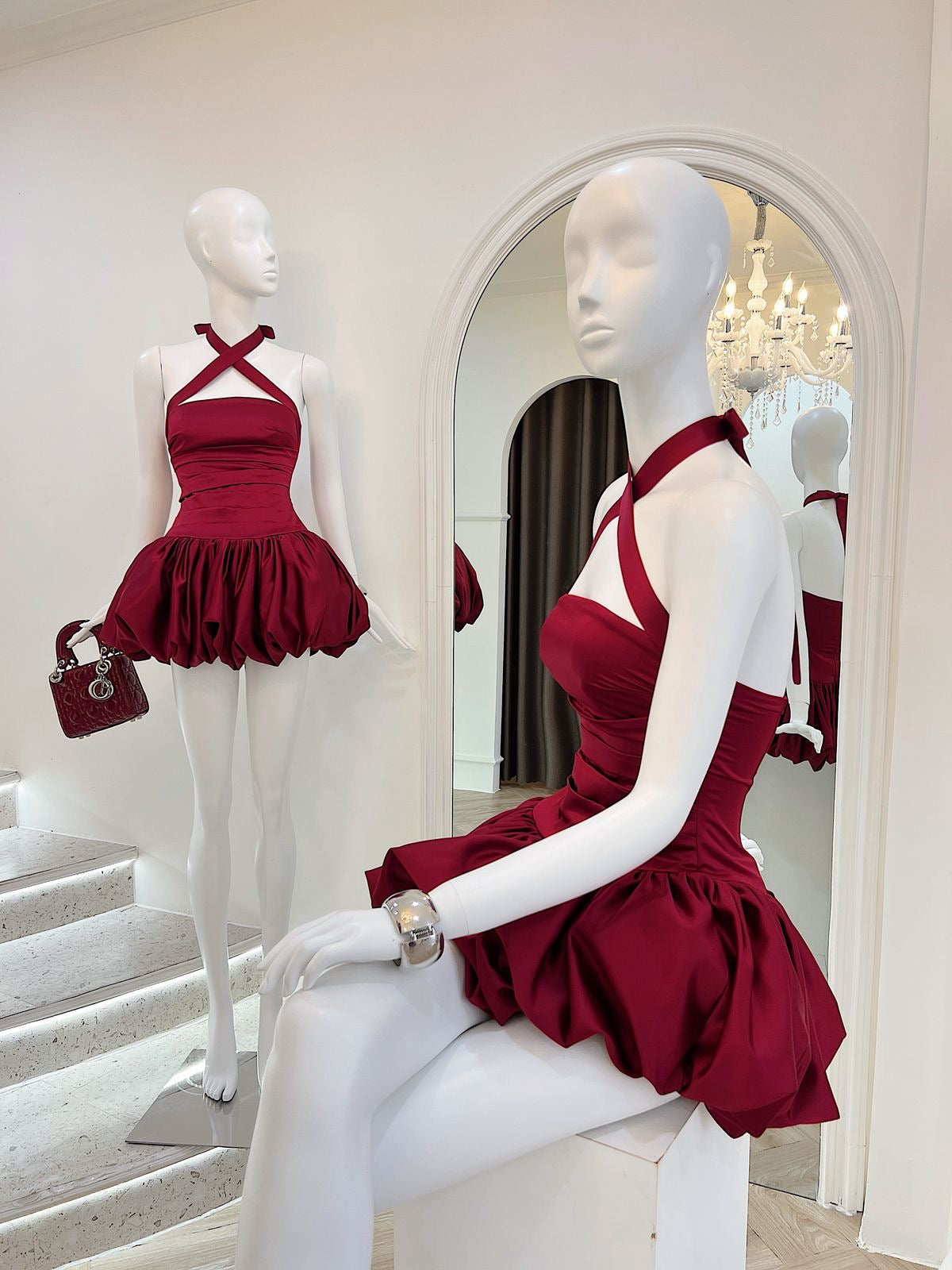 ROSETTA HALTER BUBBLE MINI PARTY DRESS
