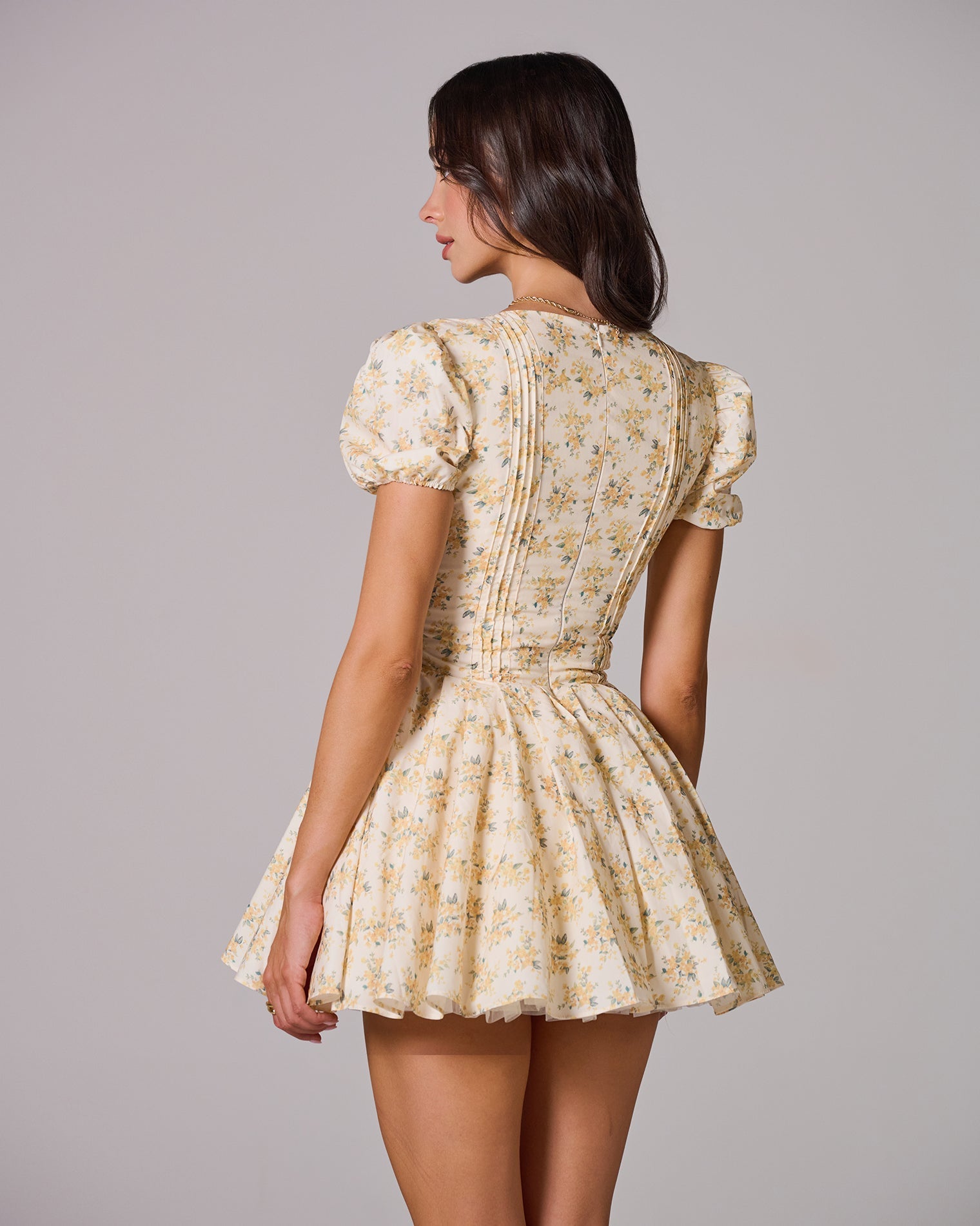CARLOTTA FLORAL PLEATED MINI DRESS FOR WEDDING GUEST