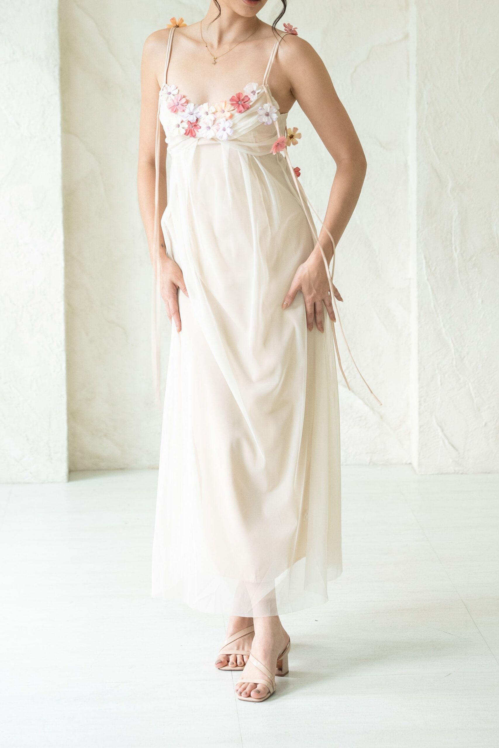 FARAH FLORAL MAXI DRESS IVORY - BOHO WEDDING GUEST