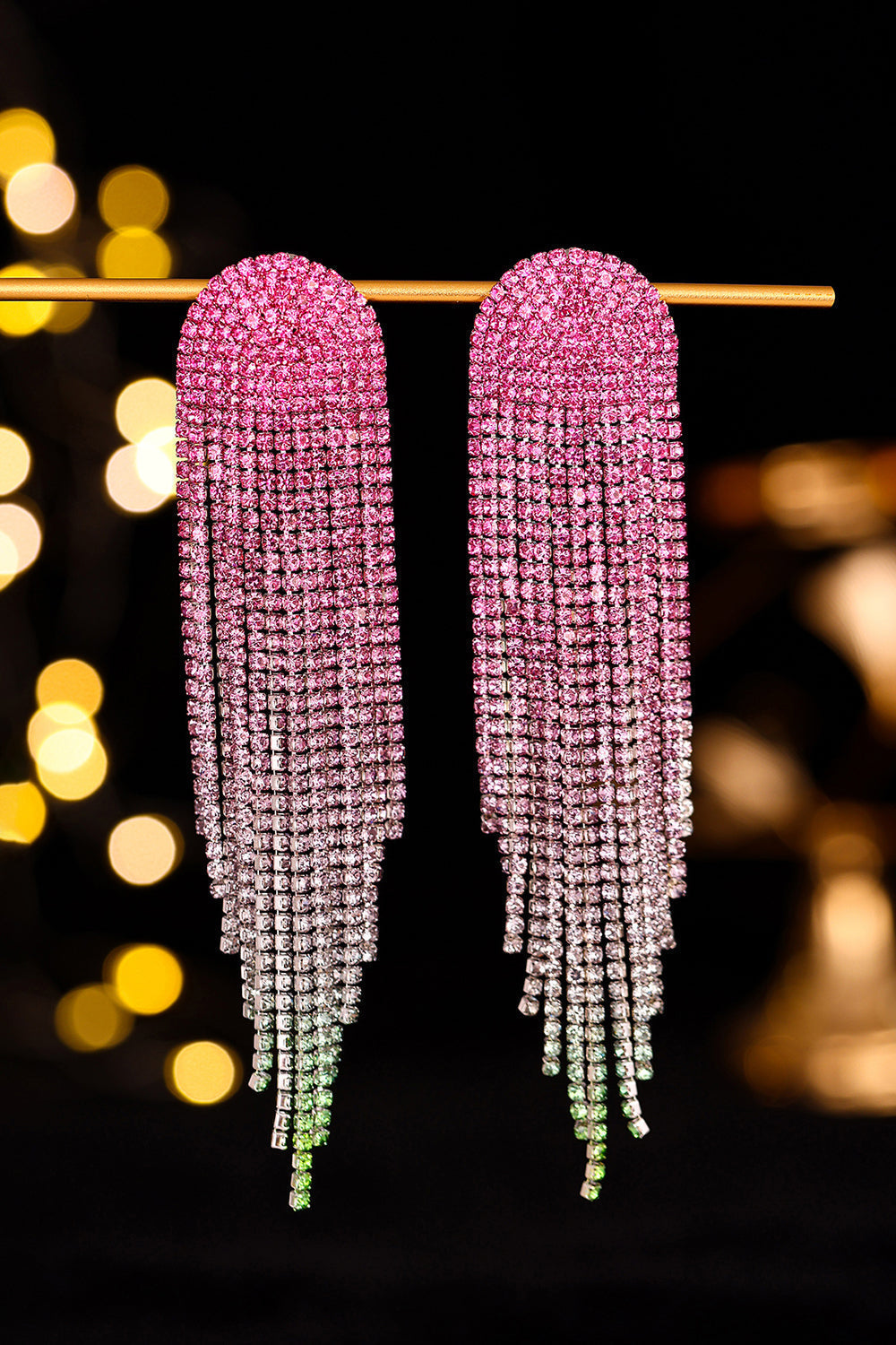 RED HEART DIAMOND TASSEL EARRINGS FOR PARTY