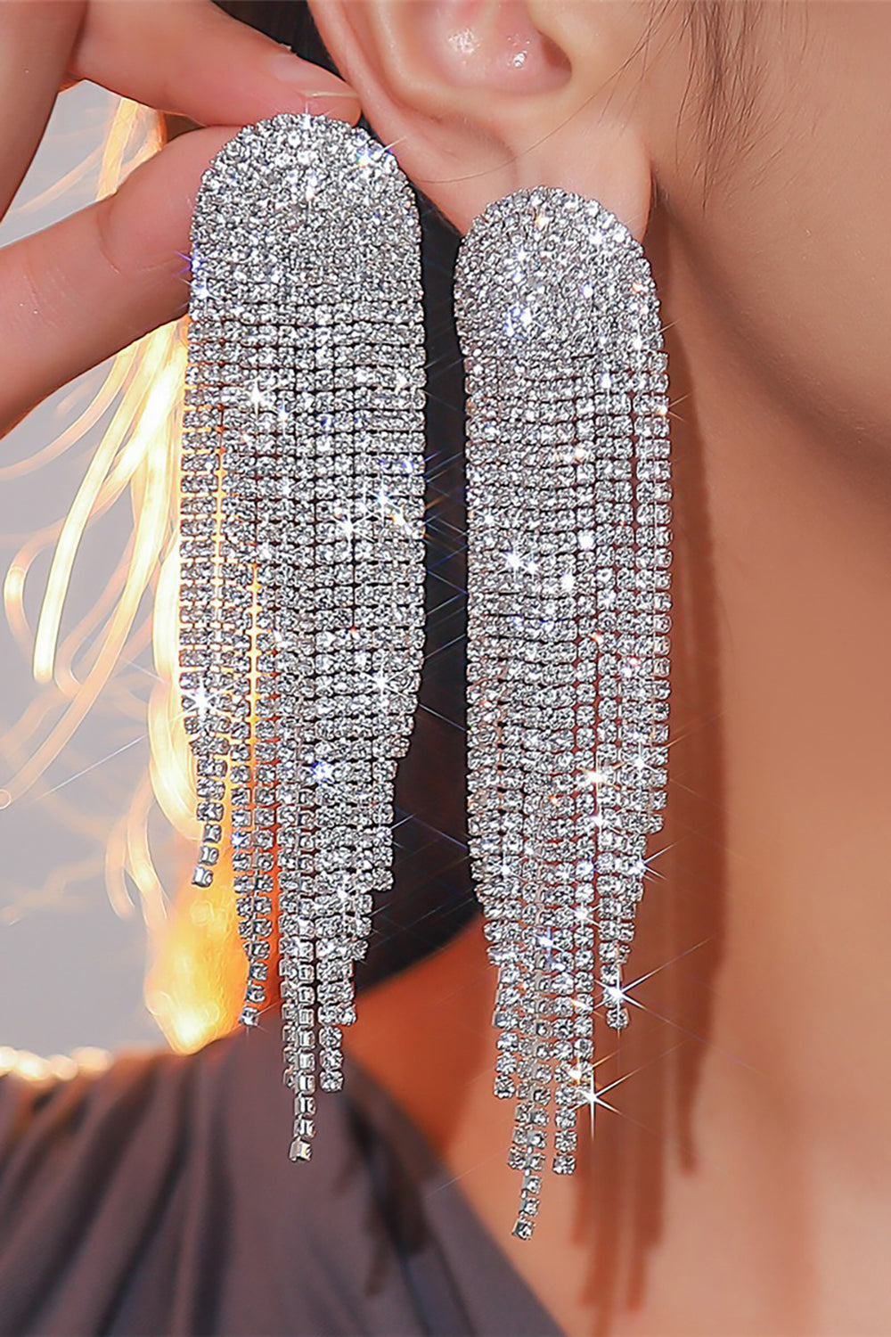RED HEART DIAMOND TASSEL EARRINGS FOR PARTY