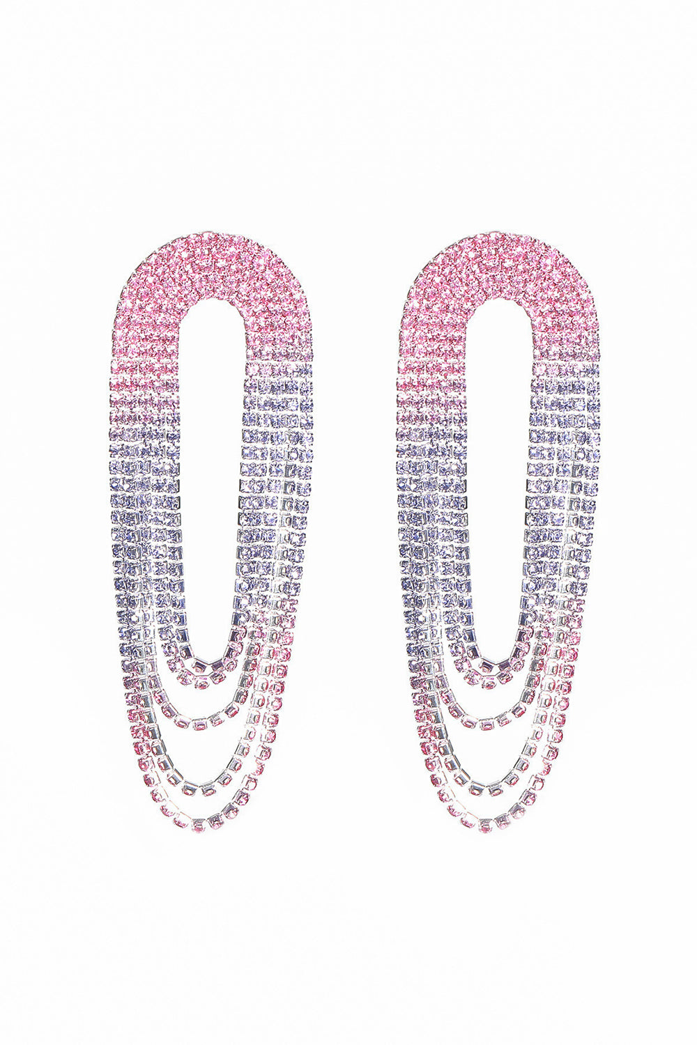 CGLH4517Fuchsia_2 FASHION GRADIENT TASSEL DROP EARRINGS FOR PARTY