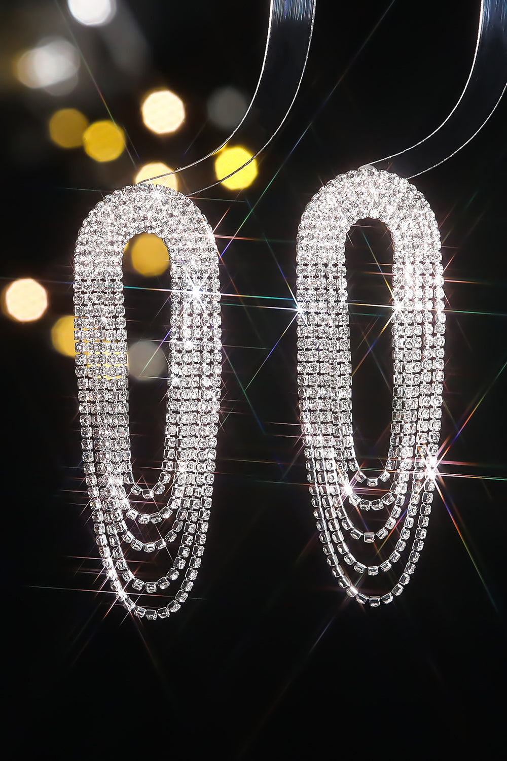 CGLH4517Silver_2 FASHION GRADIENT TASSEL DROP EARRINGS FOR PARTY