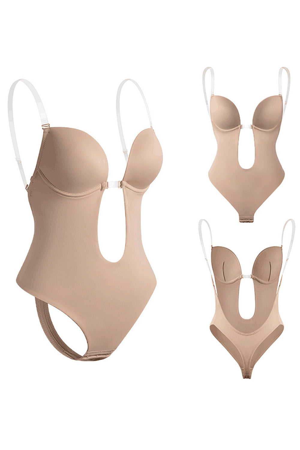 CGLH6005Apricot PLUNGE LOW BACK BODYSUIT FOR NIGHT OUT