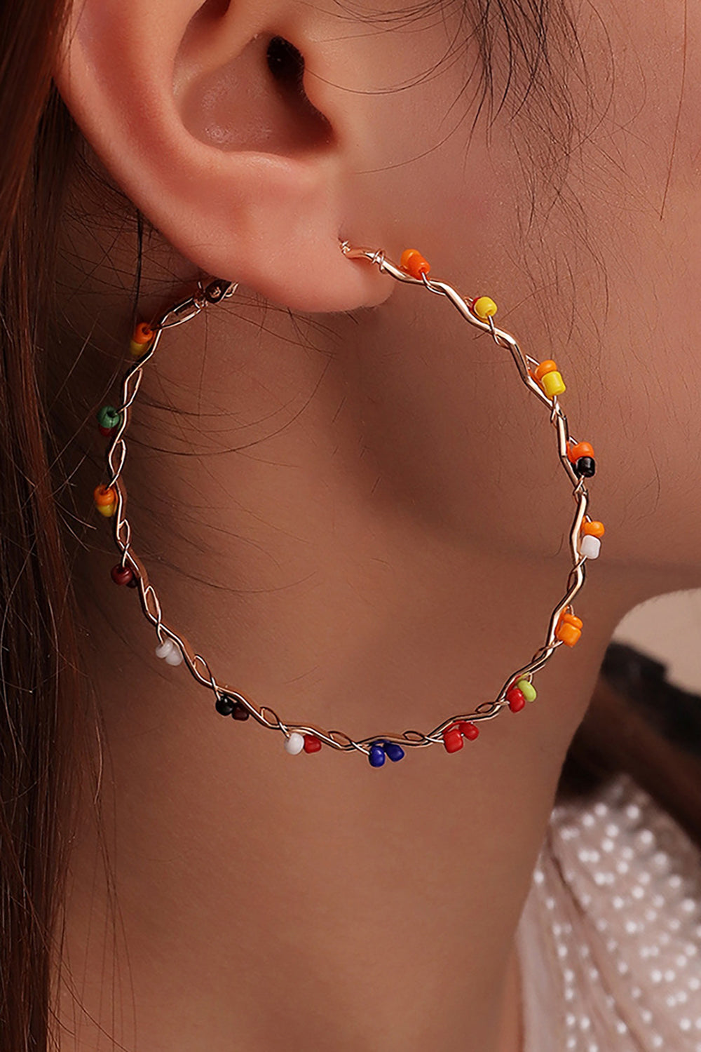 COLORFUL BOHO HOOP EARRINGS FOR PARTY STYLE