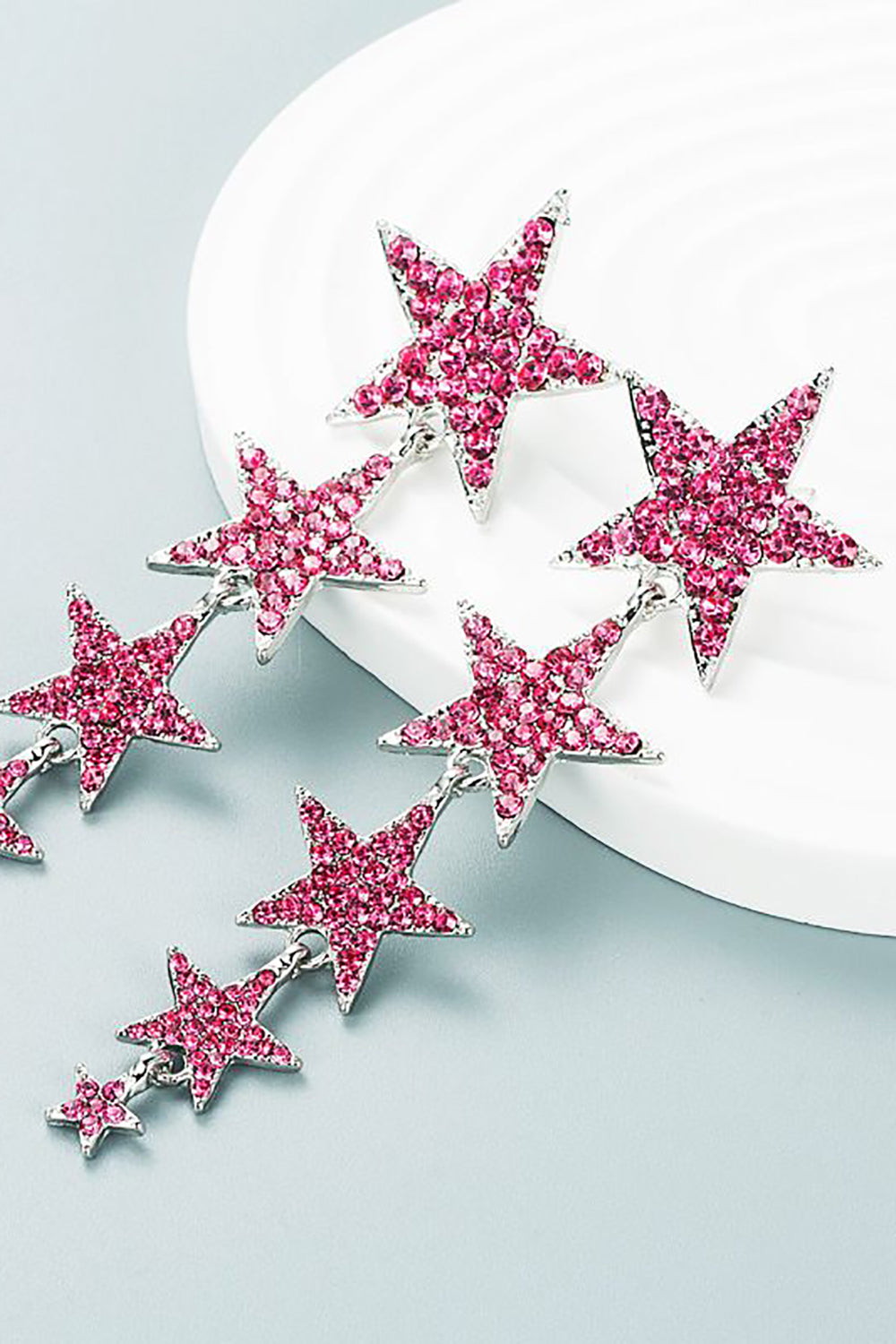 FUCHSIA STAR PROM DANGLE EARRINGS