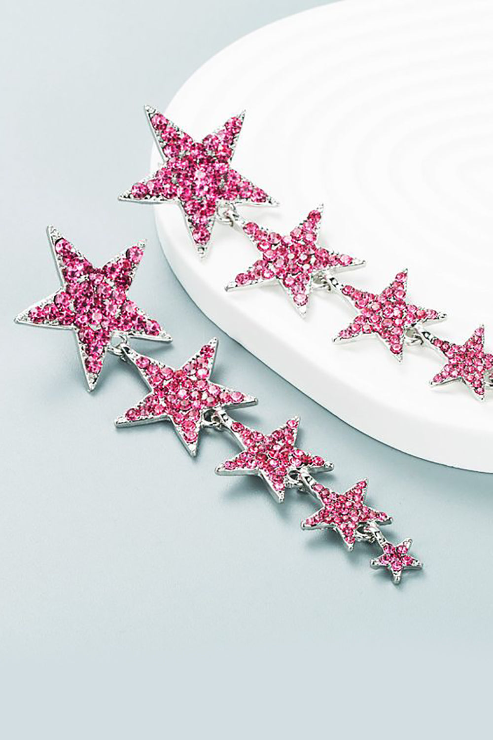 FUCHSIA STAR PROM DANGLE EARRINGS