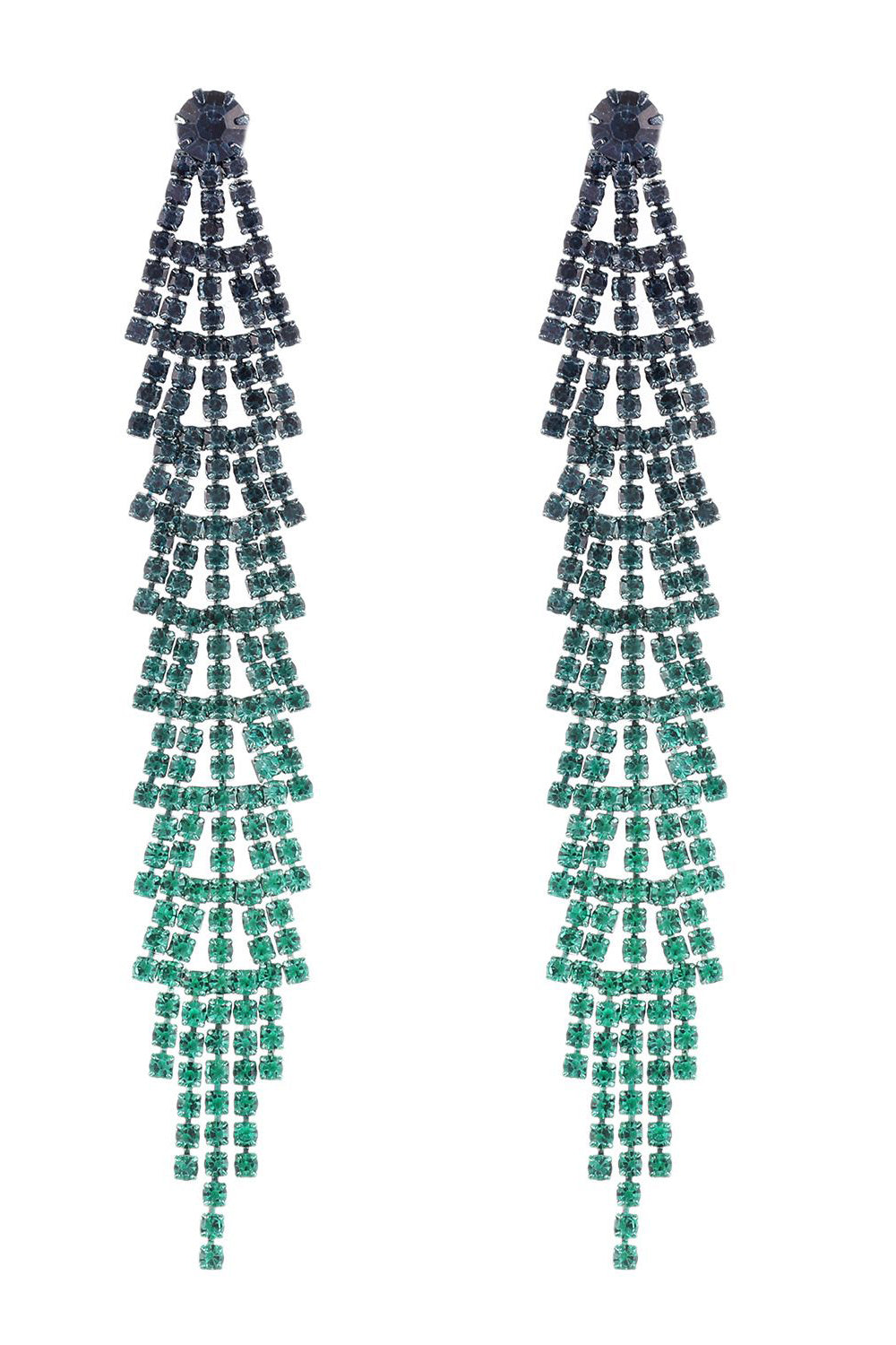 CGZL231593_Green_1_first TASSEL GRADIENT RHINESTONE LONG DROP EARRINGS