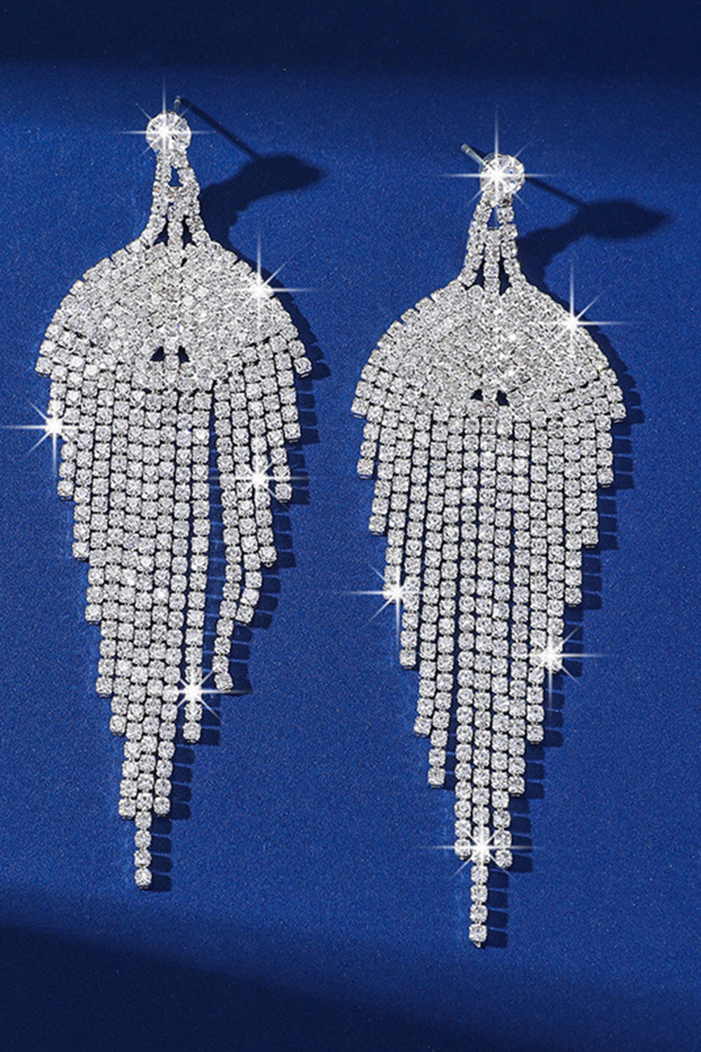 GLITTER SILVER TASSEL DANGLE EARRINGS FOR PARTY
