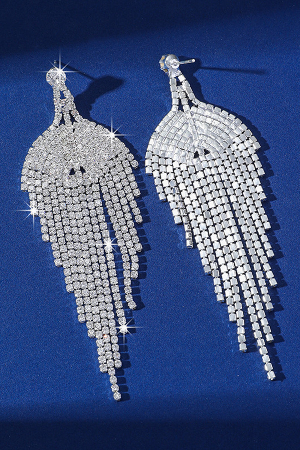 GLITTER SILVER TASSEL DANGLE EARRINGS FOR PARTY