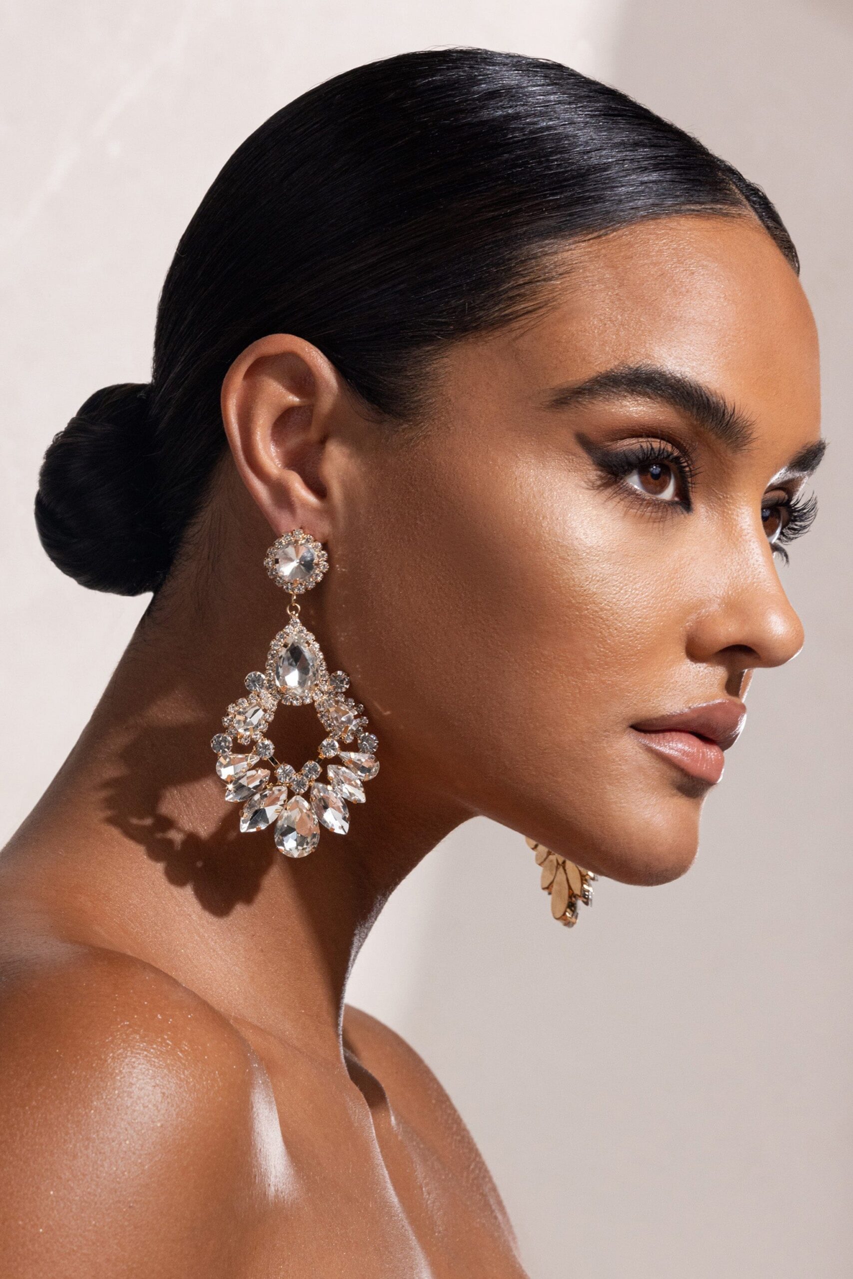 WHITE CRYSTAL CHANDELIER DROP EARRINGS FOR WEDDING