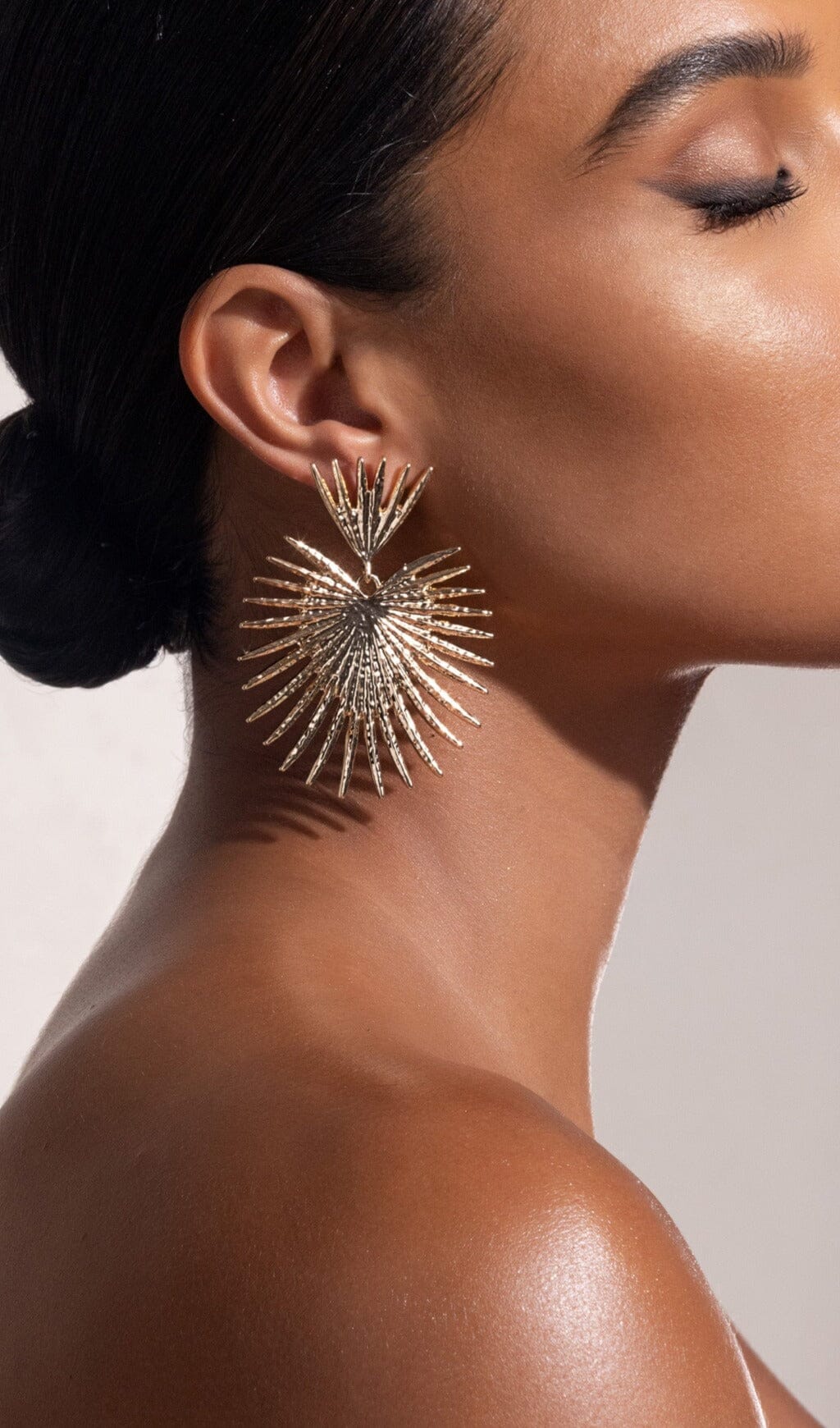 GOLD STARBURST DROP EARRINGS FOR PARTY