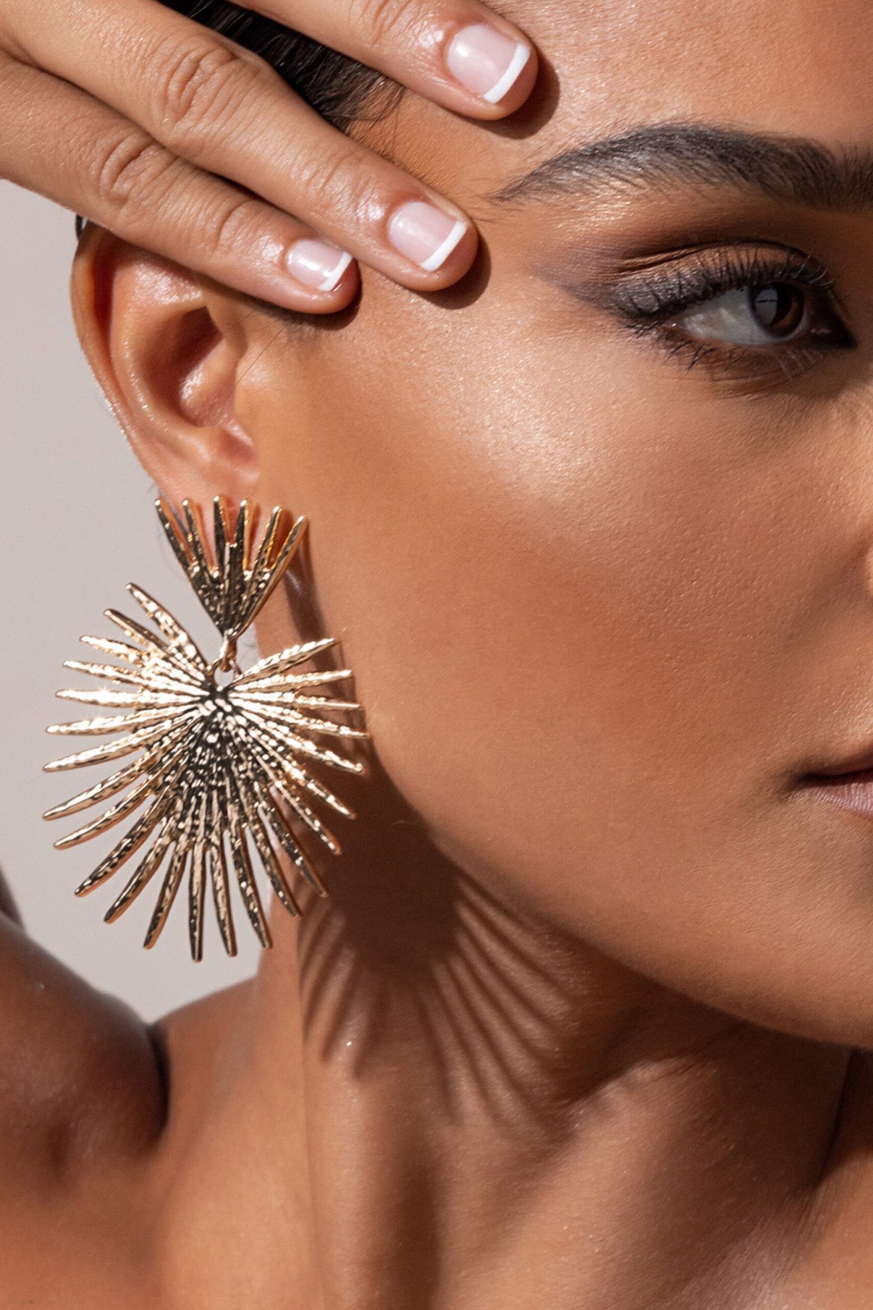 GOLD STARBURST DROP EARRINGS FOR PARTY