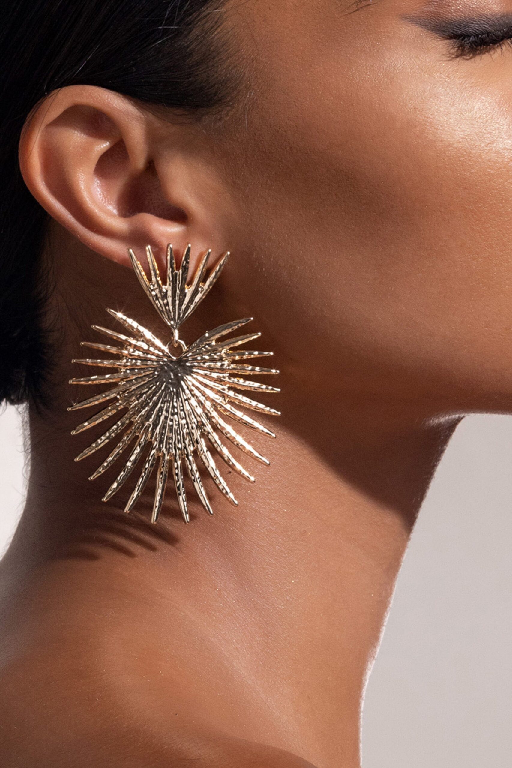 GOLD STARBURST DROP EARRINGS FOR PARTY