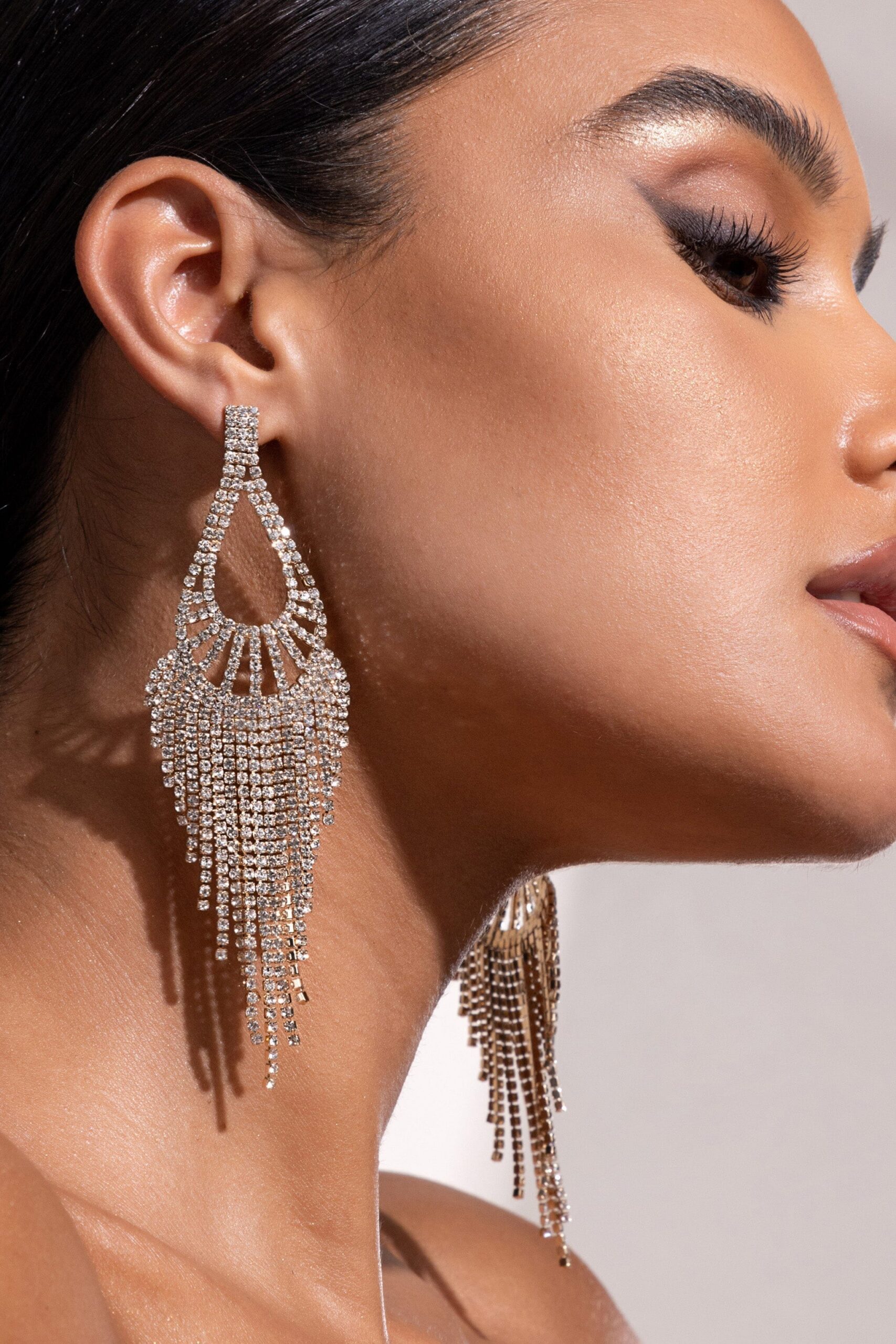 GOLD TEARDROP TASSEL EARRINGS FOR PARTY