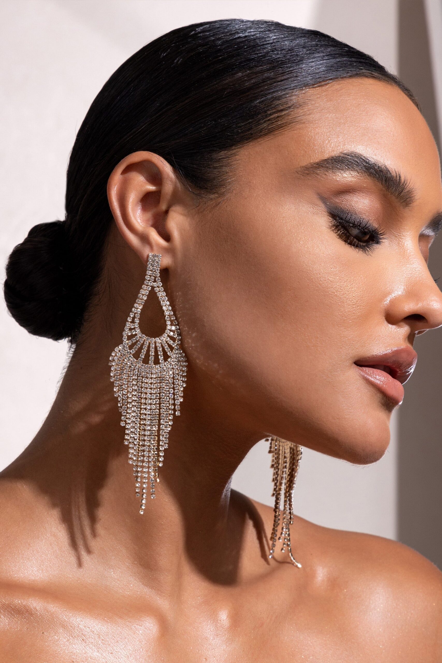 GOLD TEARDROP TASSEL EARRINGS FOR PARTY