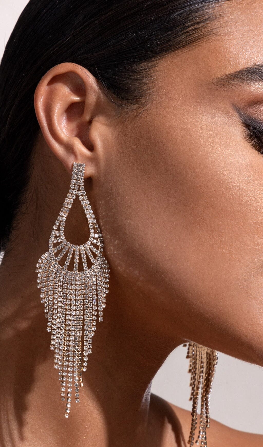 GOLD TEARDROP TASSEL EARRINGS FOR PARTY
