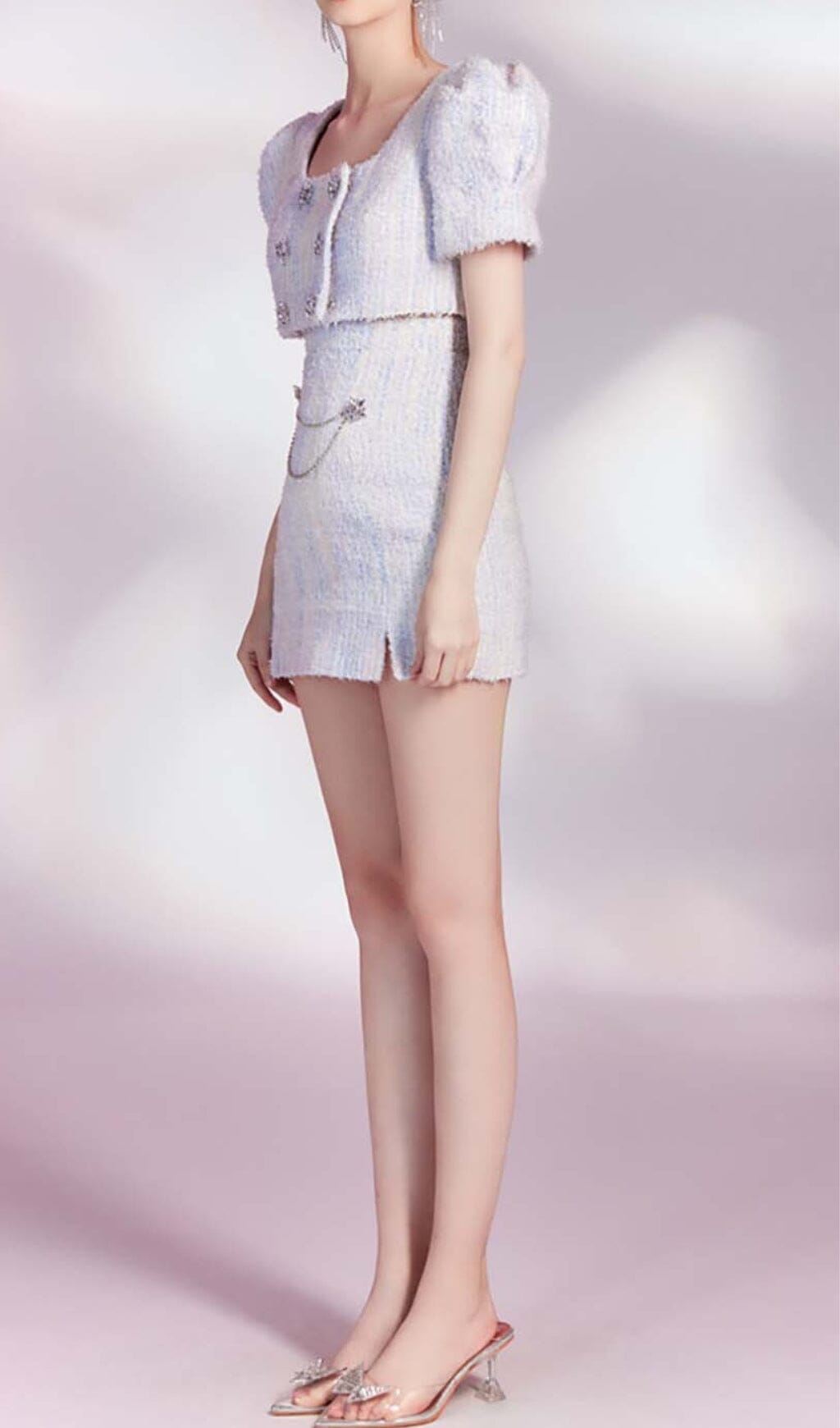 CRYSTAL EMBELLISHED LILAC TWO PIECE SET FOR PARTIES