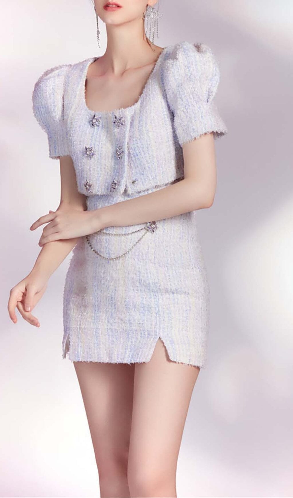 CRYSTAL EMBELLISHED LILAC TWO PIECE SET FOR PARTIES