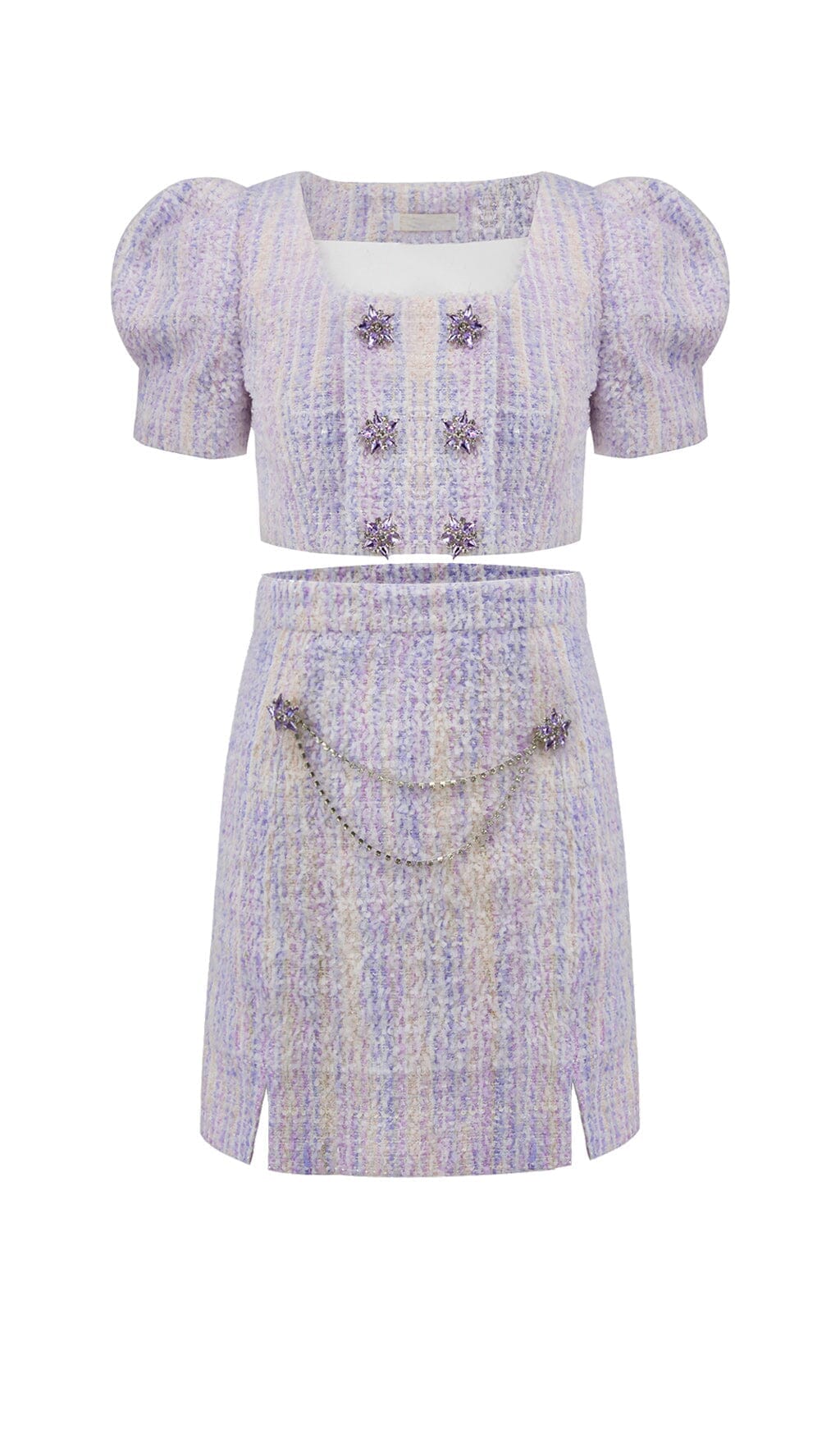 CRYSTAL EMBELLISHED LILAC TWO PIECE SET FOR PARTIES